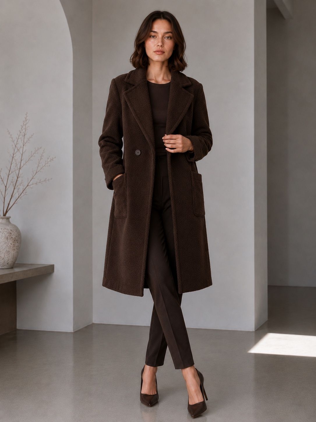 Knee-Length Tailored Coat