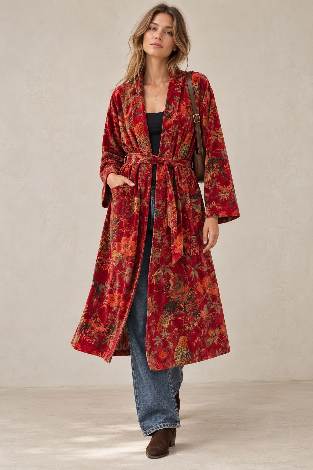 Midi Kimono Coat with Belt