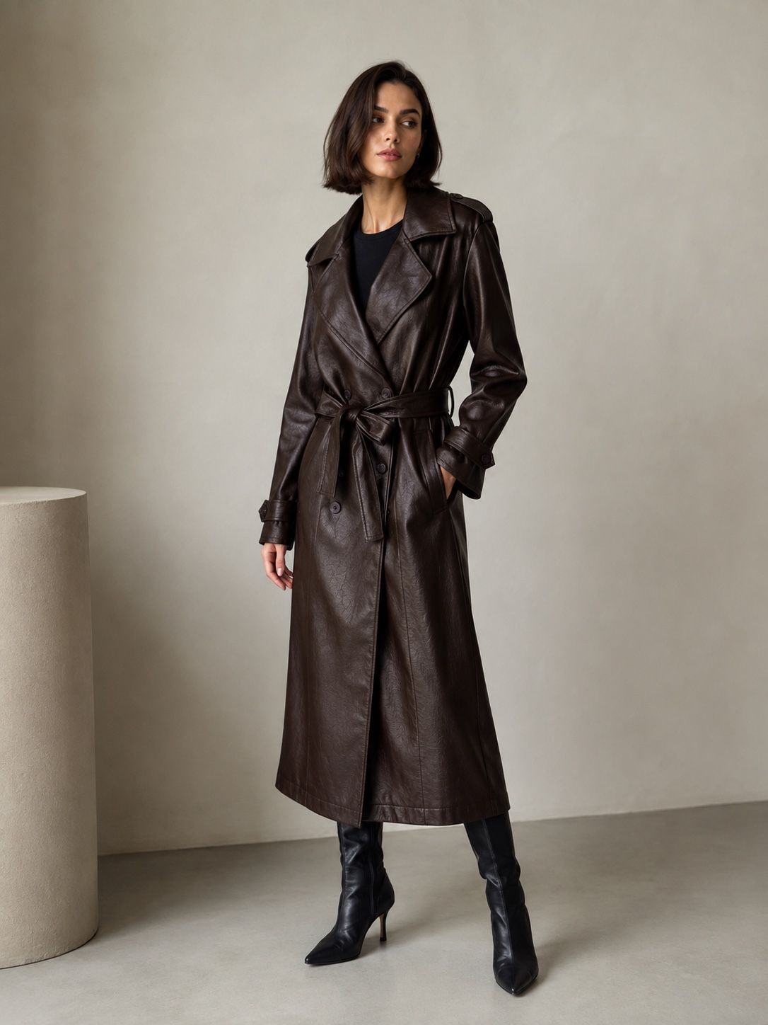 Tailored Midi Coat with Collar