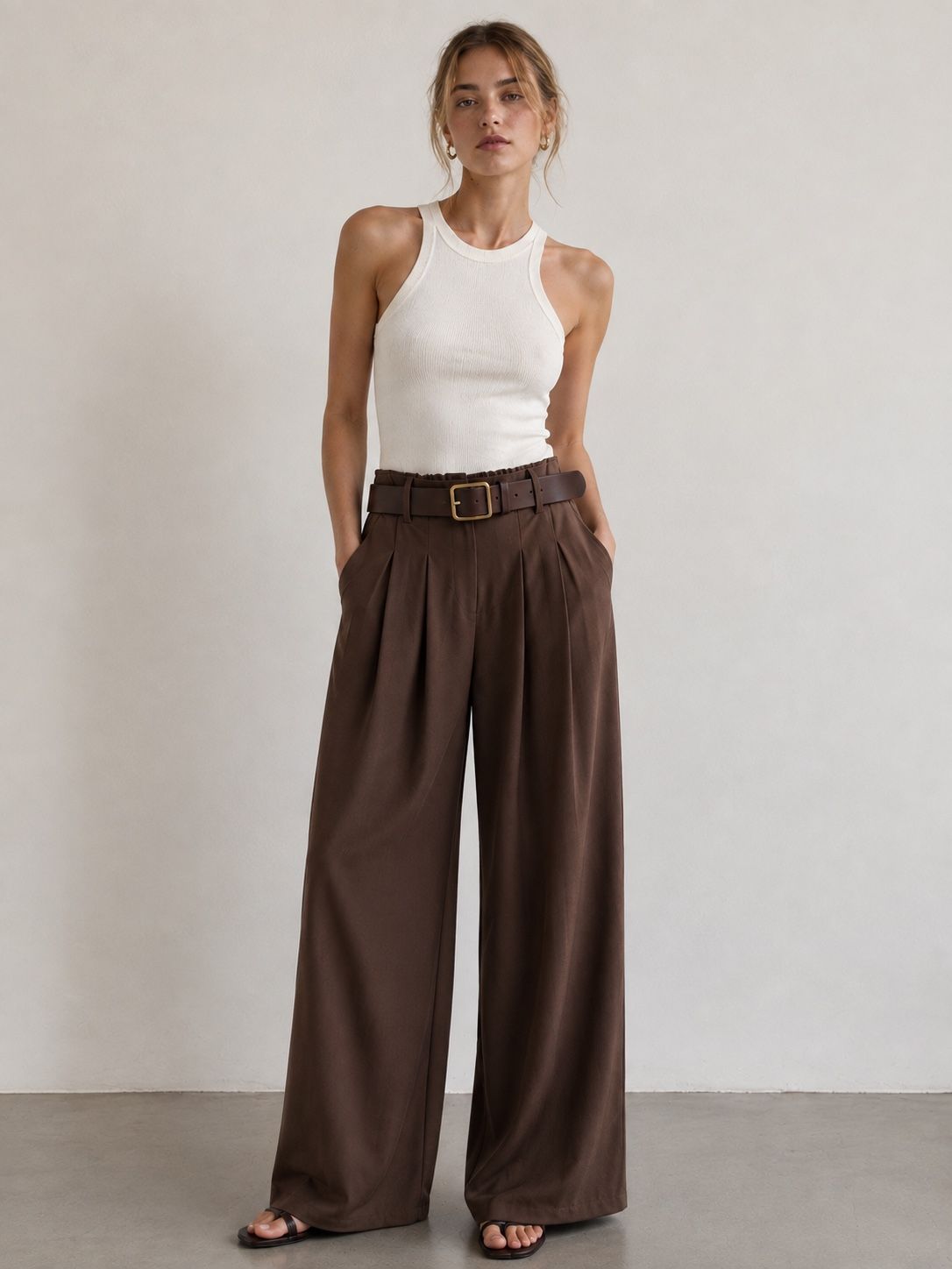 Wide-Leg Trousers with Pleats