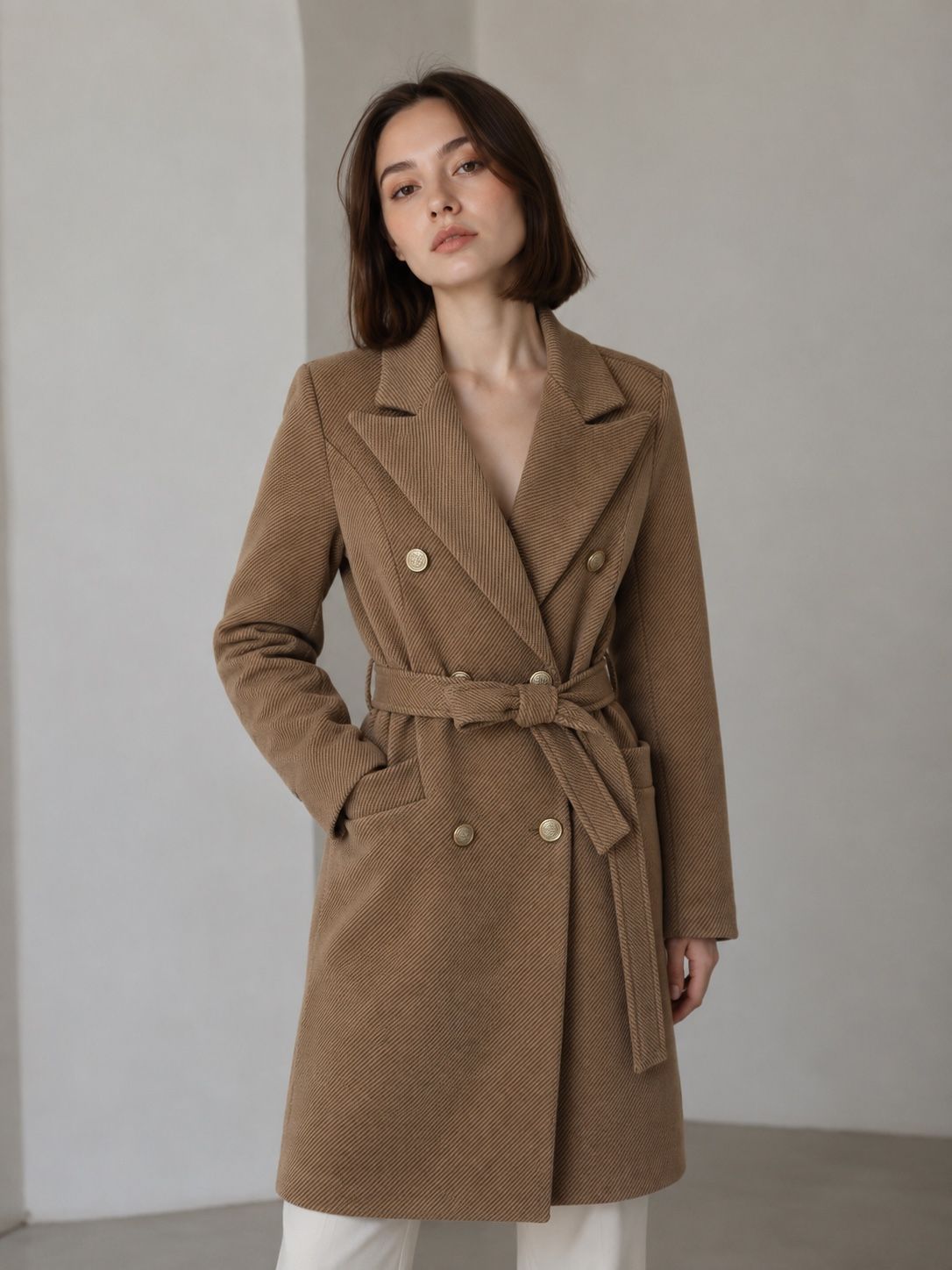Fitted Double-Breasted Coat