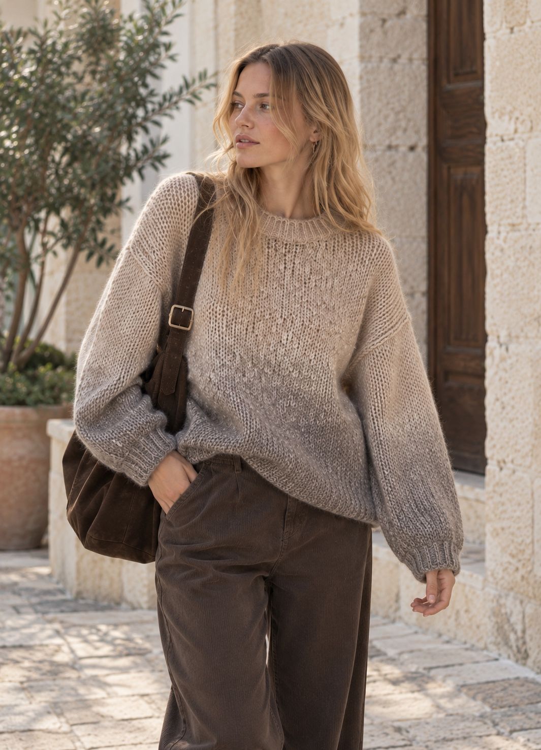Oversized Balloon-Sleeve Sweater