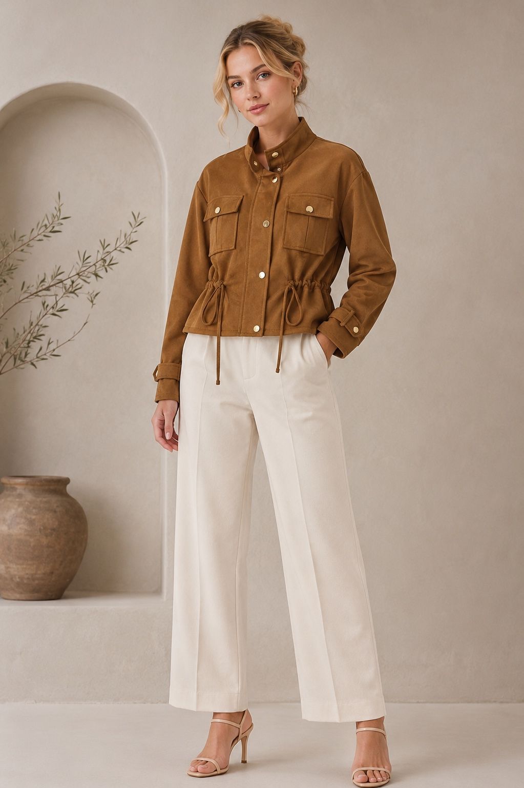 Tailored Jacket with Funnel Neck