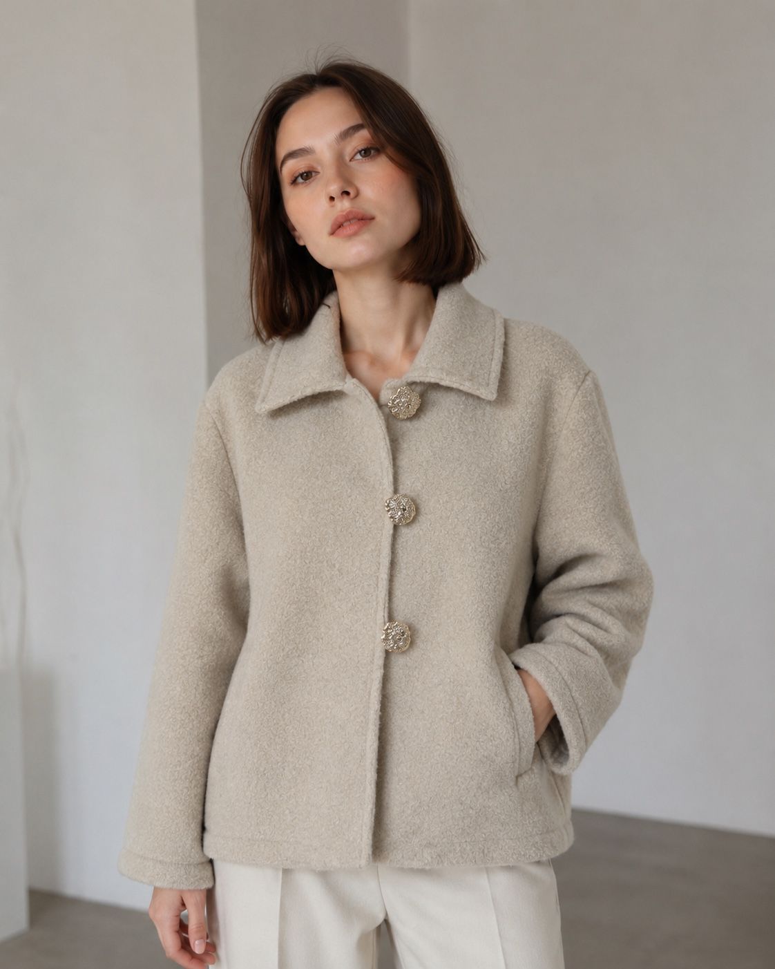 Straight Jacket with Shirt Collar