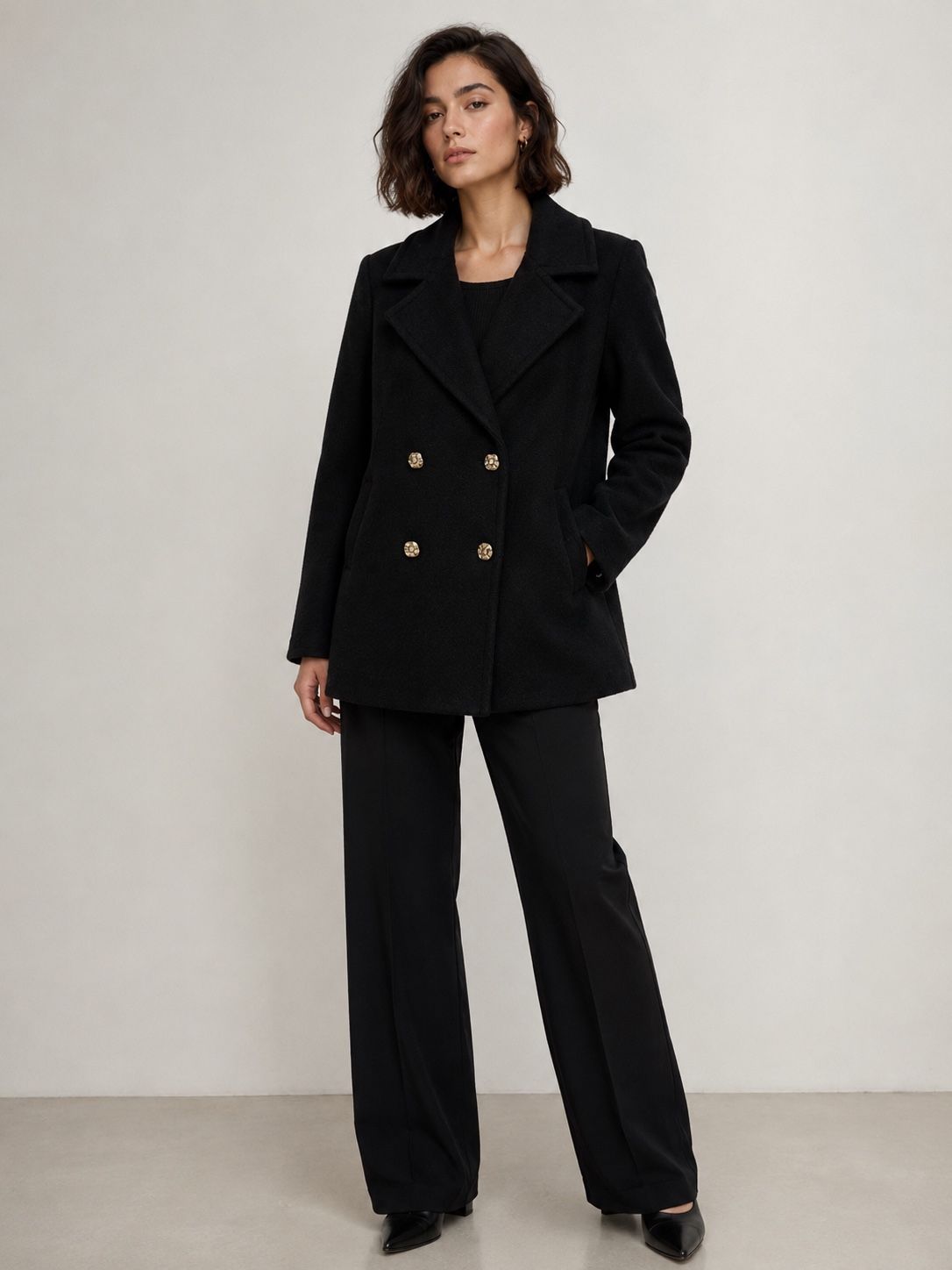Double-Breasted Tailored Midi Coat