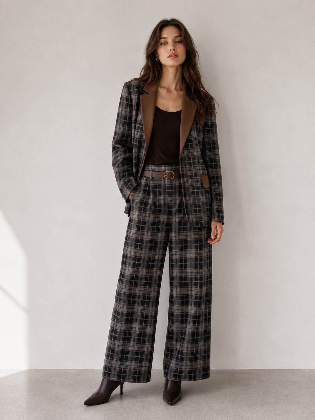 Regular Straight Checked Trousers