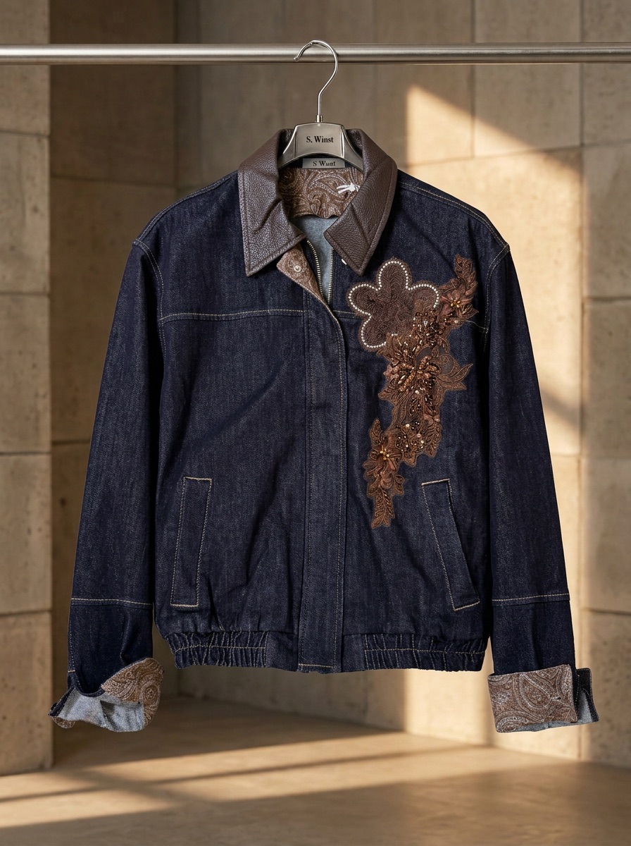 Boxy Embroidered Denim Jacket