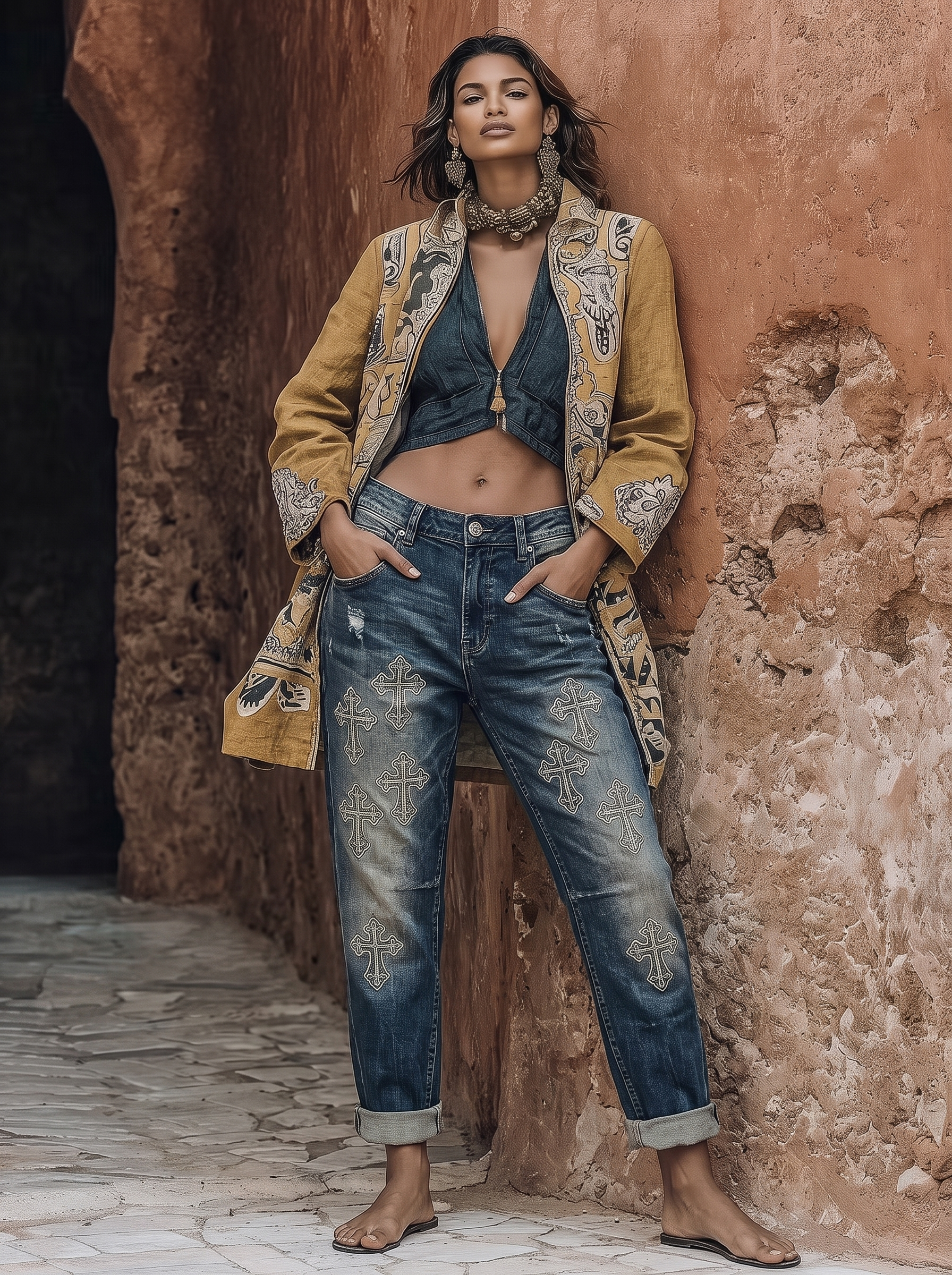 Straight Studded Jeans
