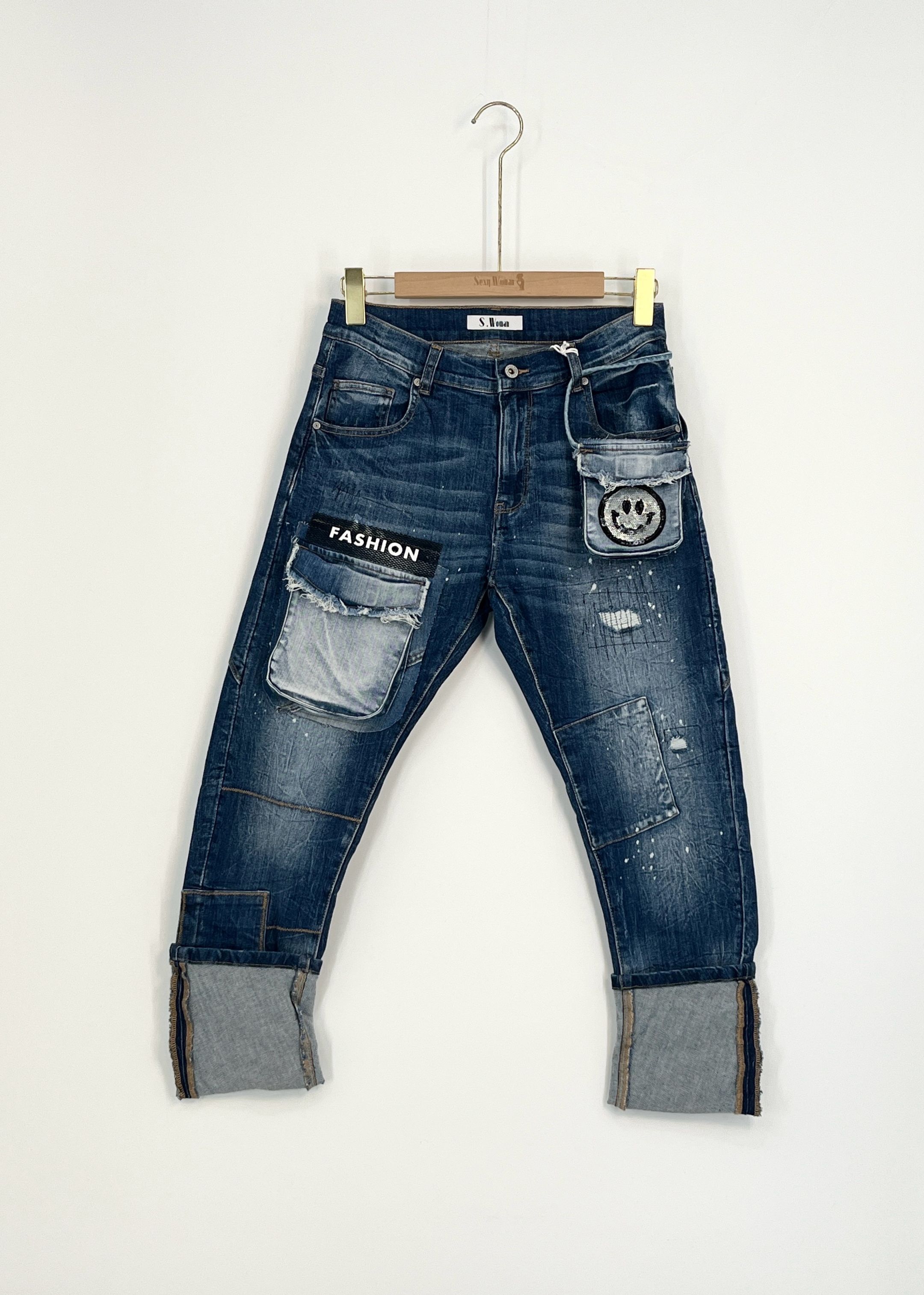 Straight Trousers with Applique