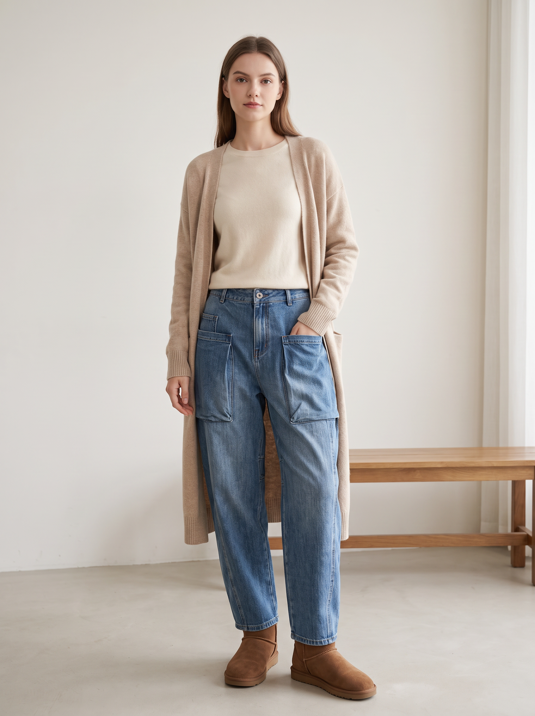 High-Rise Cargo Jeans