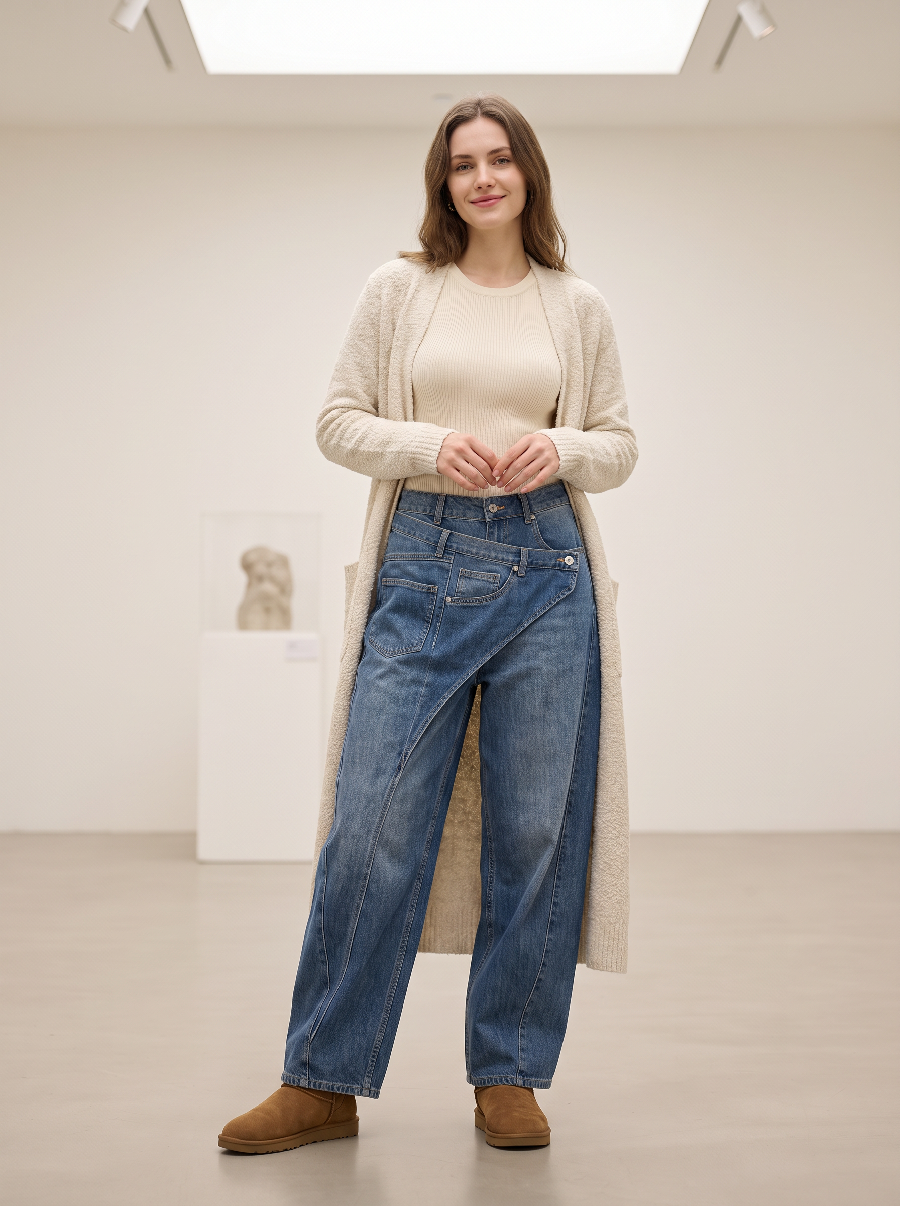 Straight Trousers with Panel