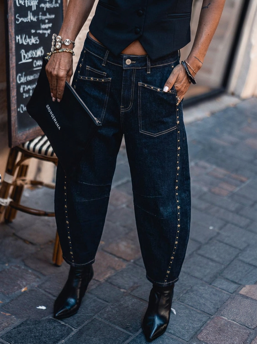 High‑Waist Straight Trousers