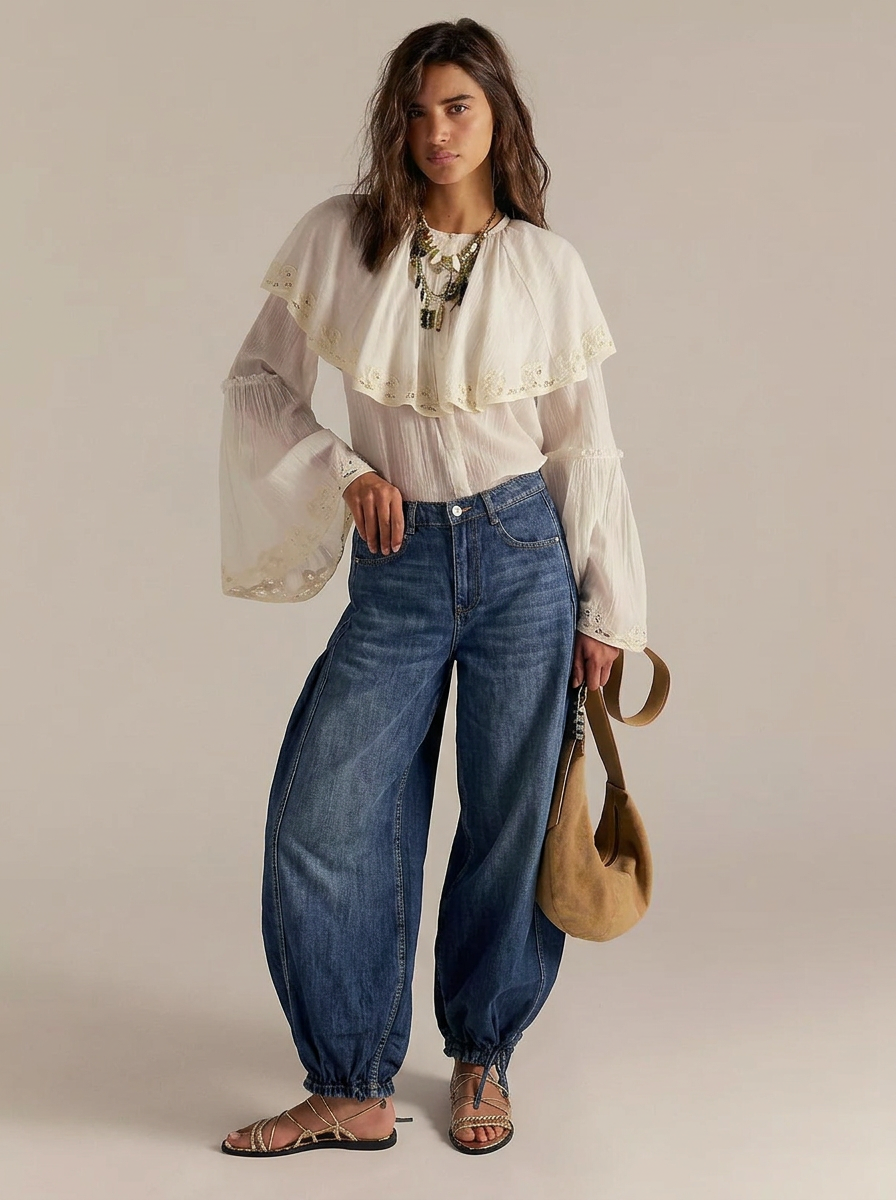 Balloon Cargo Pants with Elastic Hem