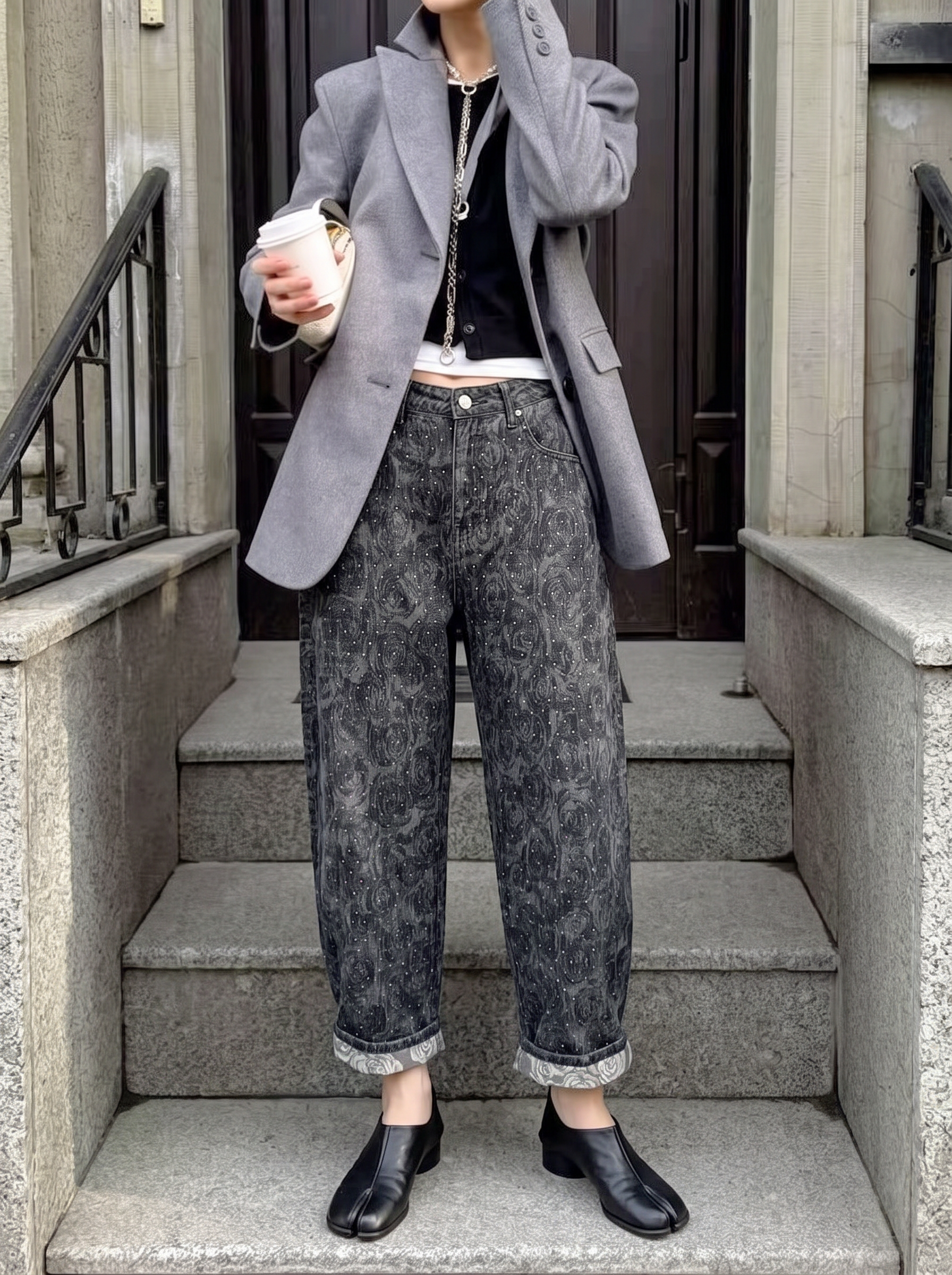 Straight Printed Trousers