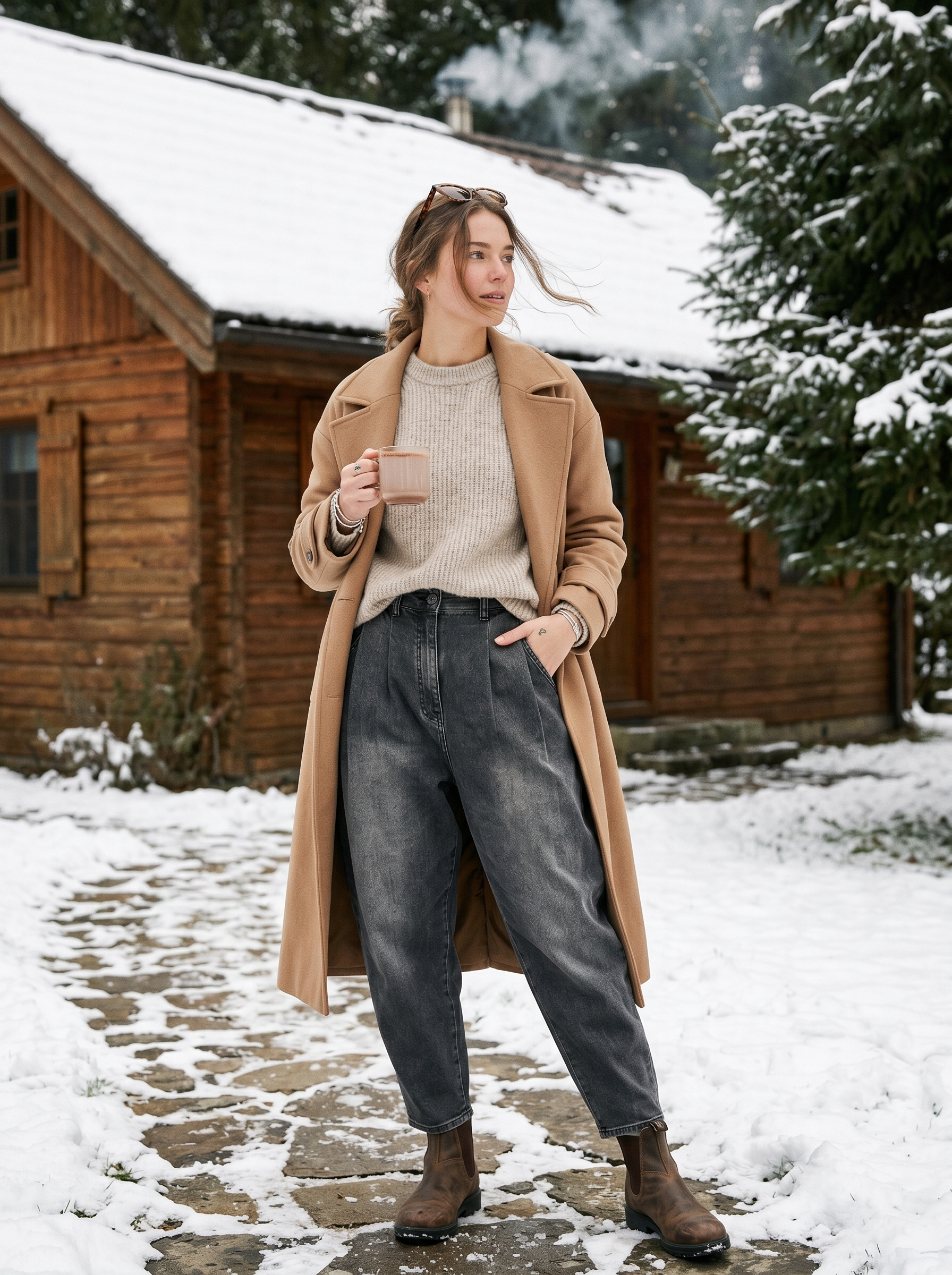 High‑Waist Relaxed Jeans