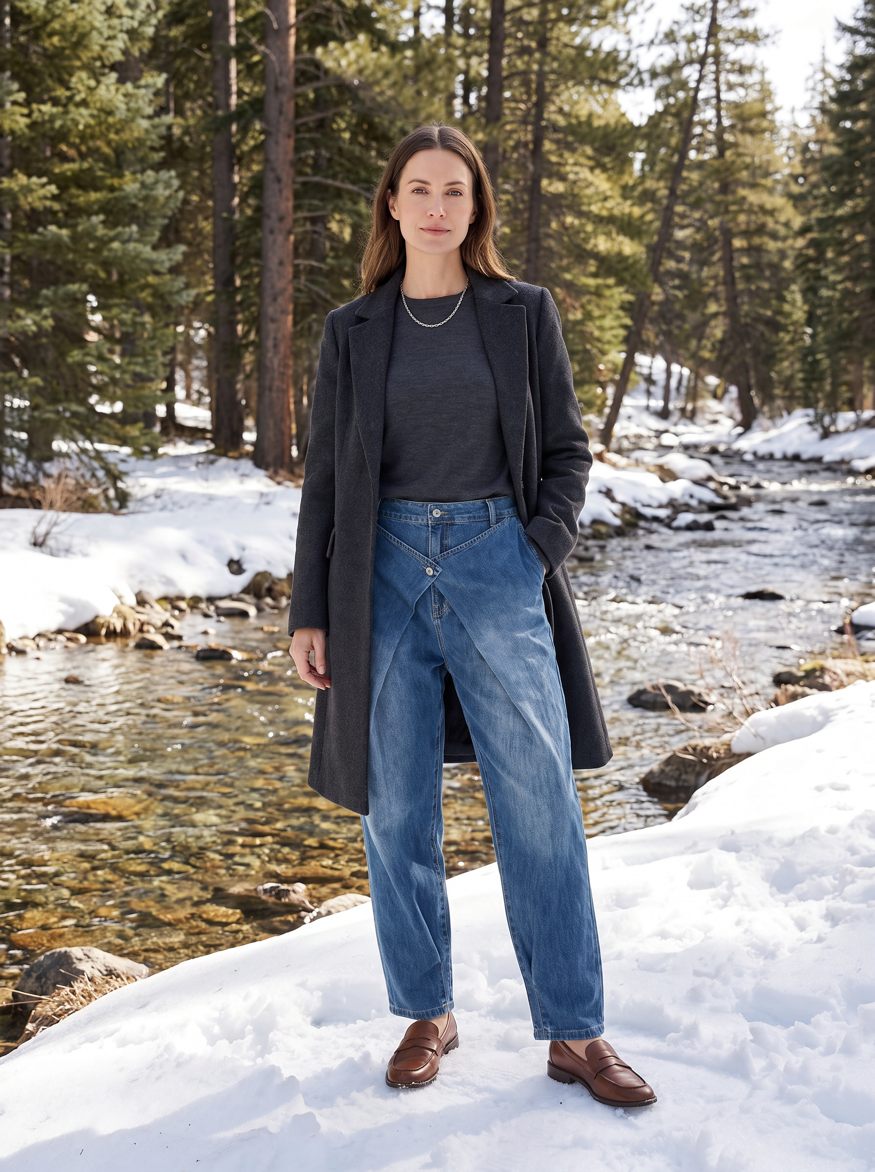 Trousers with Asymmetric Panel