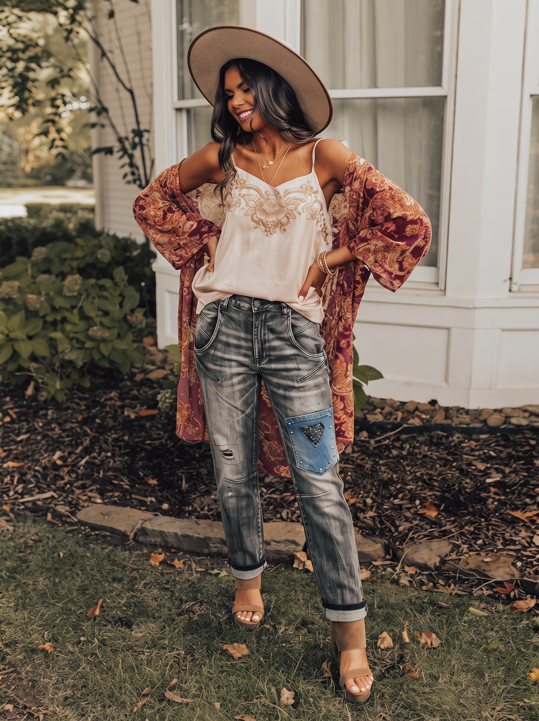 Straight Sequin Jeans