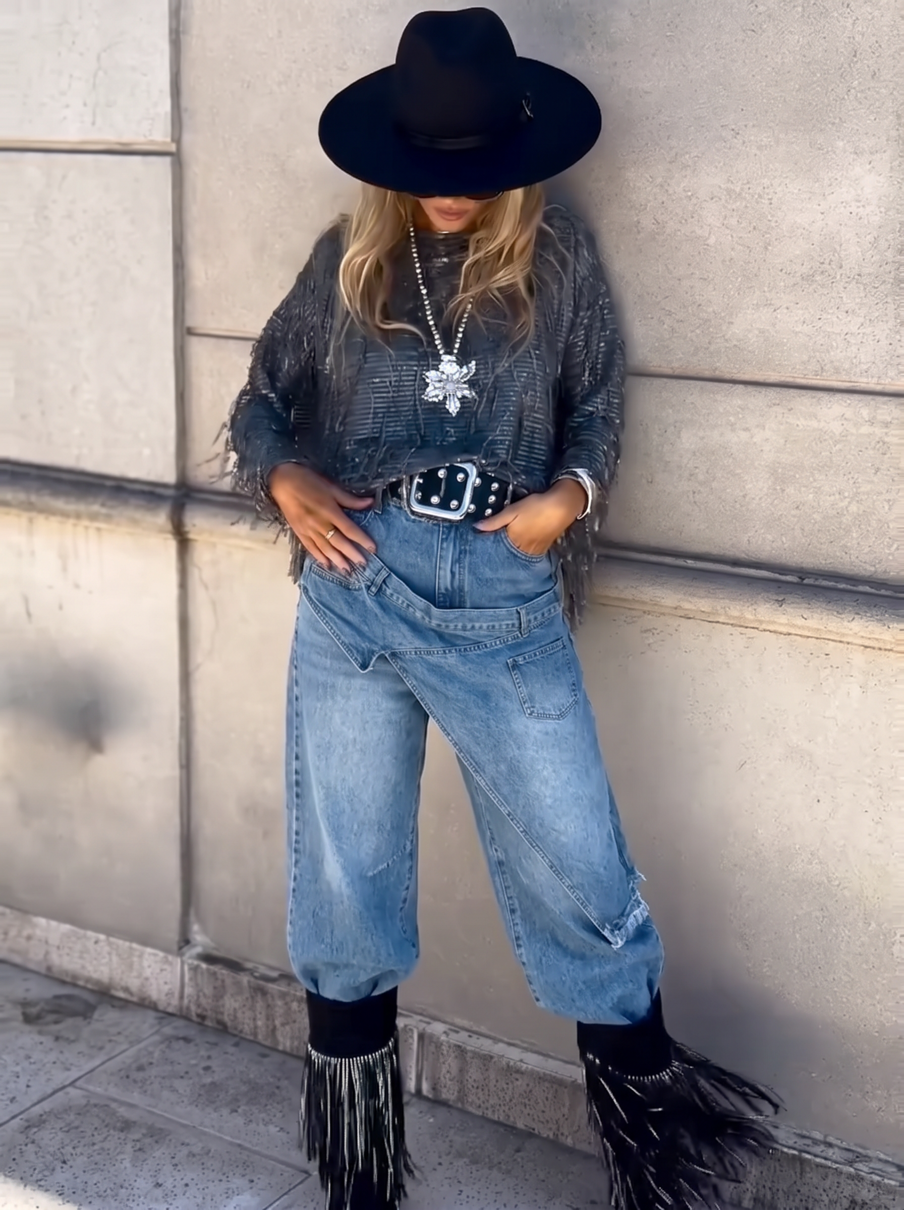 High‑Waist Wide‑Leg Jeans