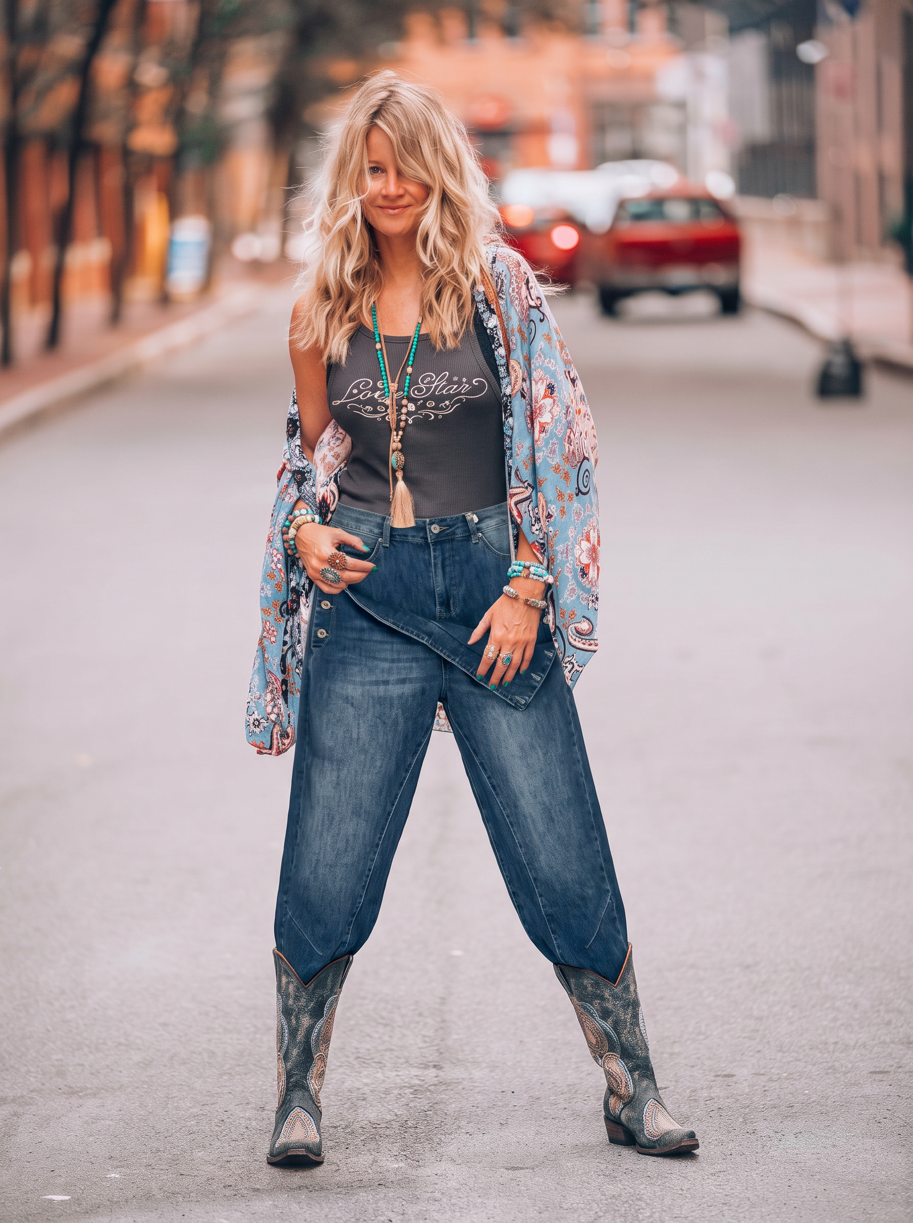 Straight Jeans with Button Detail