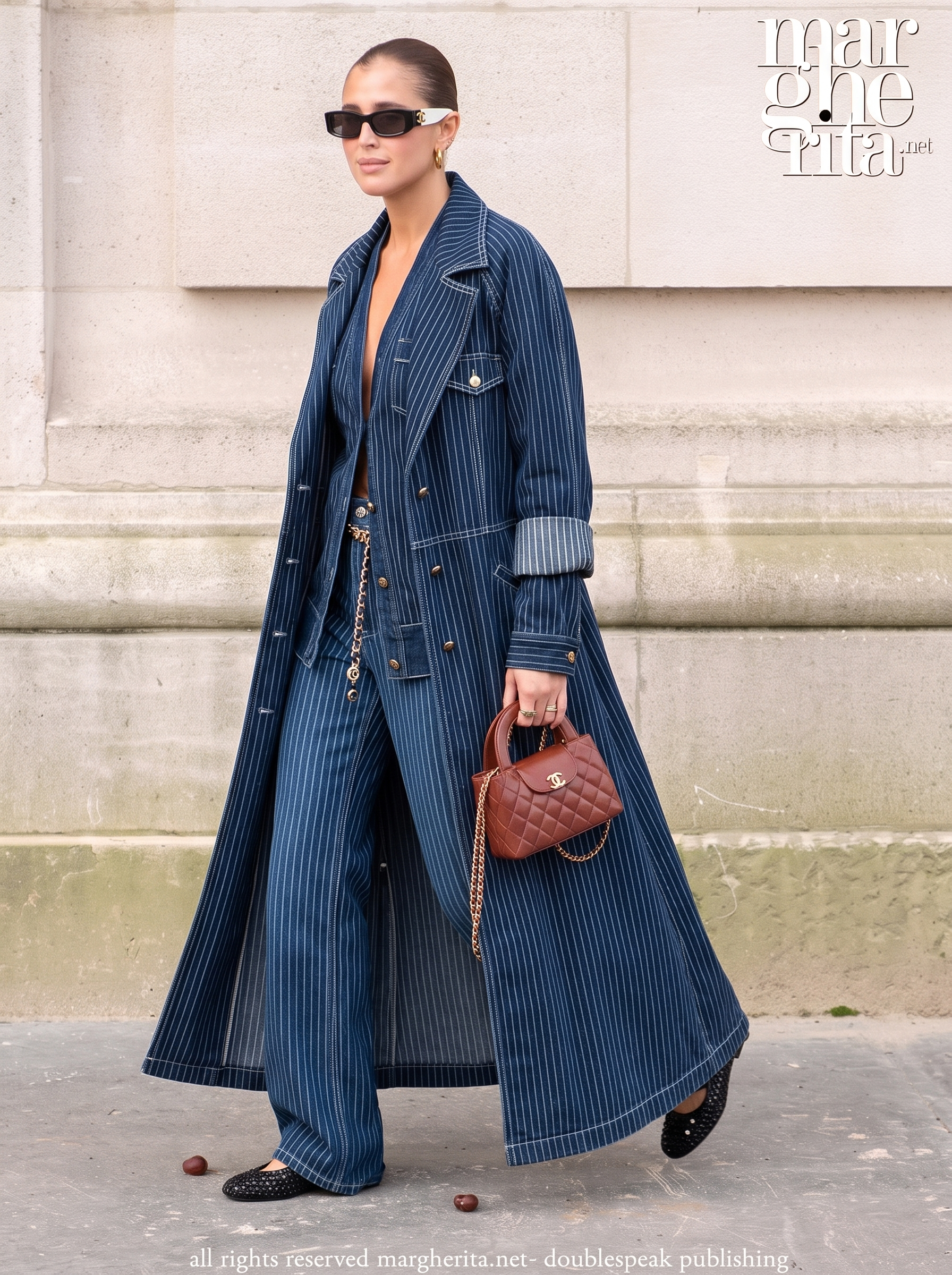 Maxi Coat with Stripes