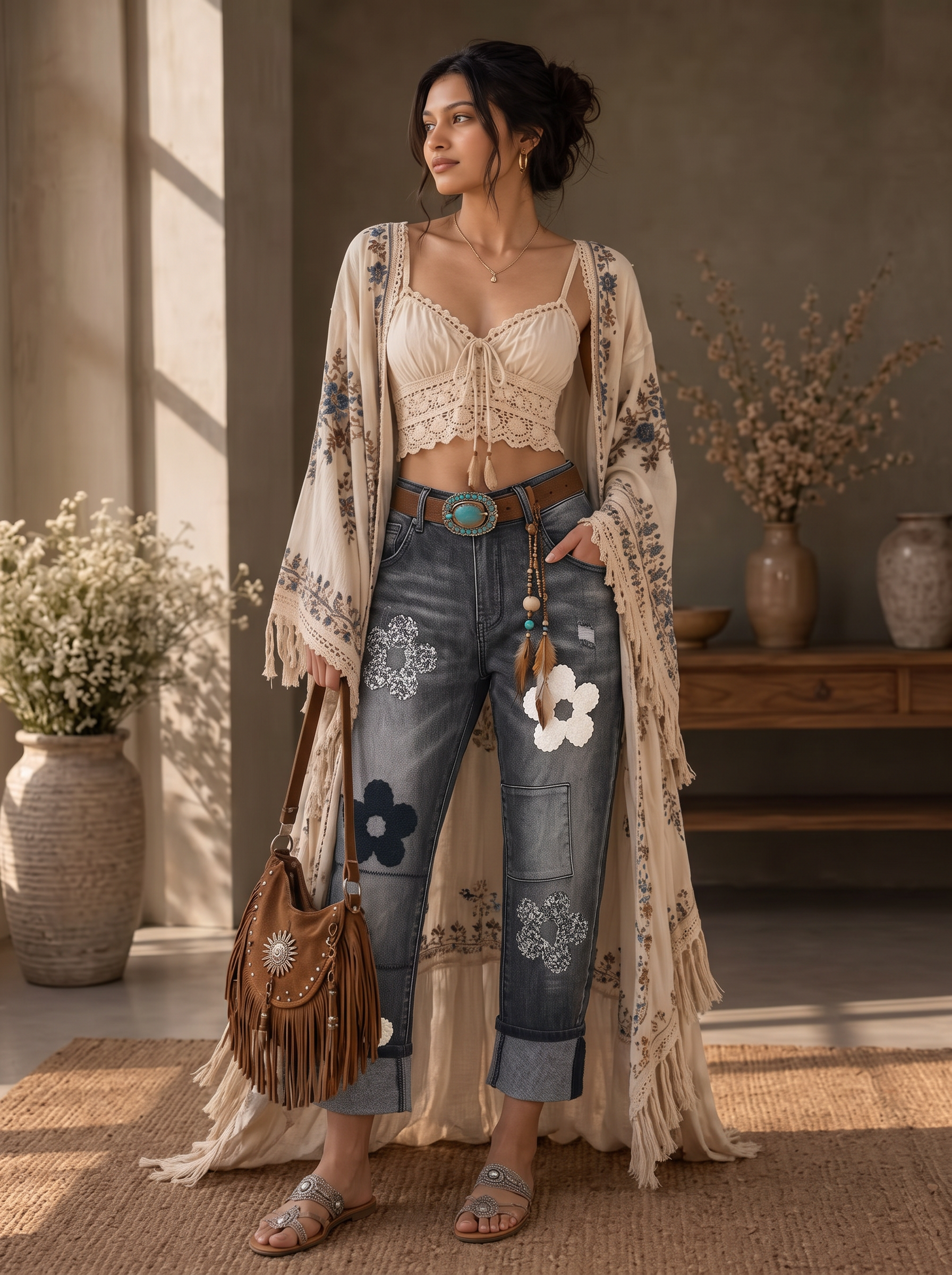 Straight Floral Jeans