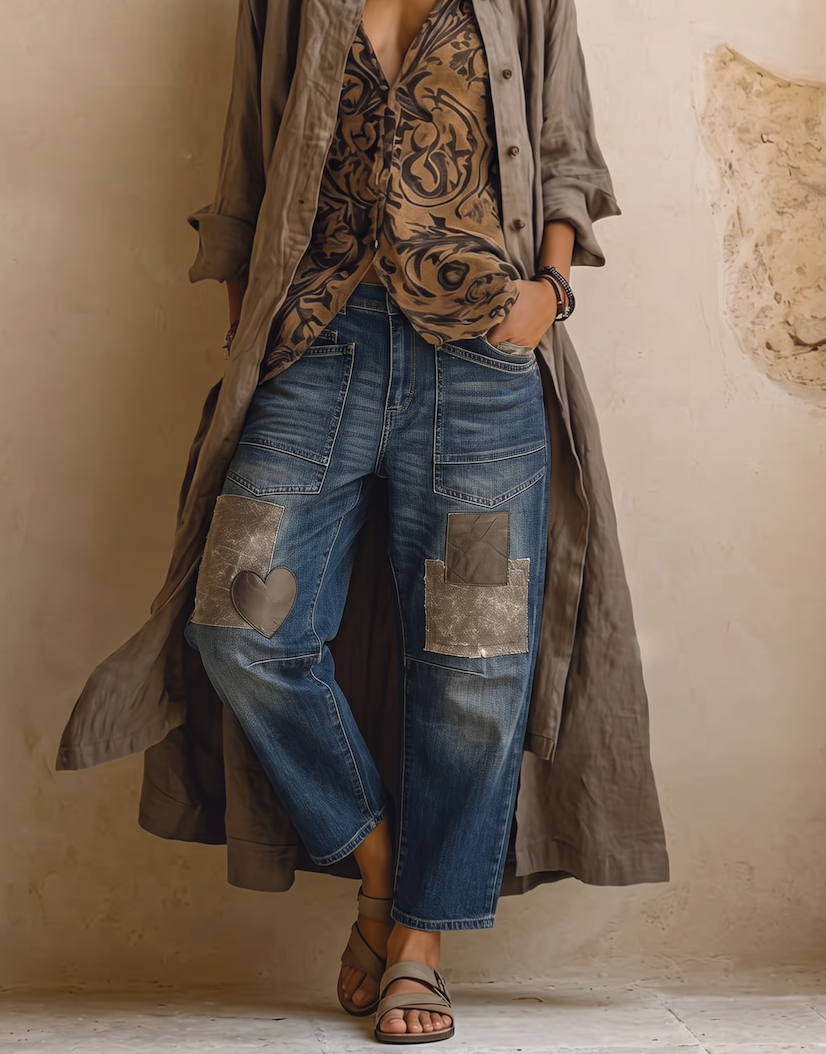 Straight Color‑Block Jeans