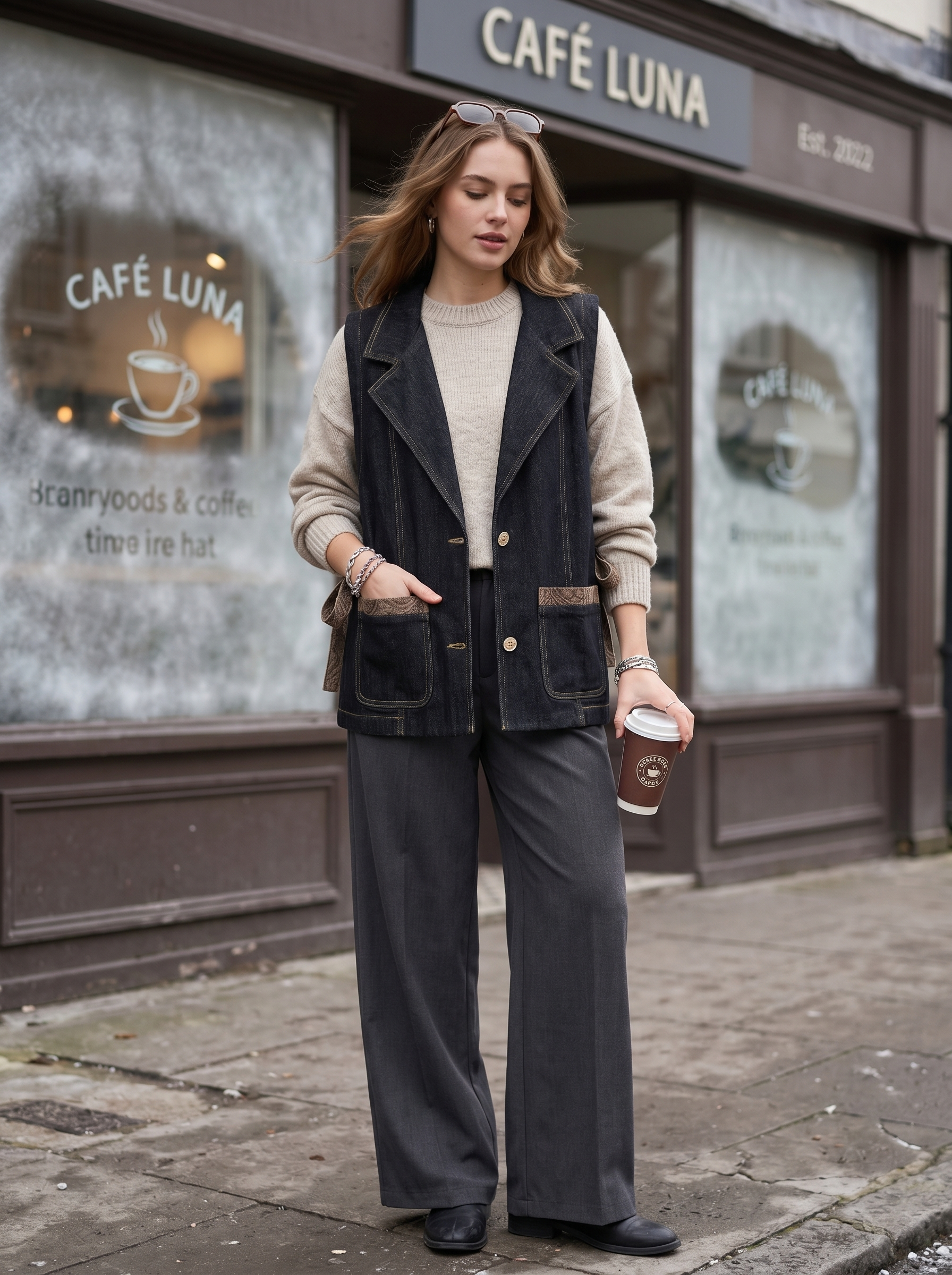 Straight V‑Neck Vest