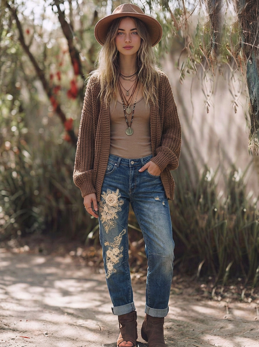Straight-Leg Jeans with Embroidery