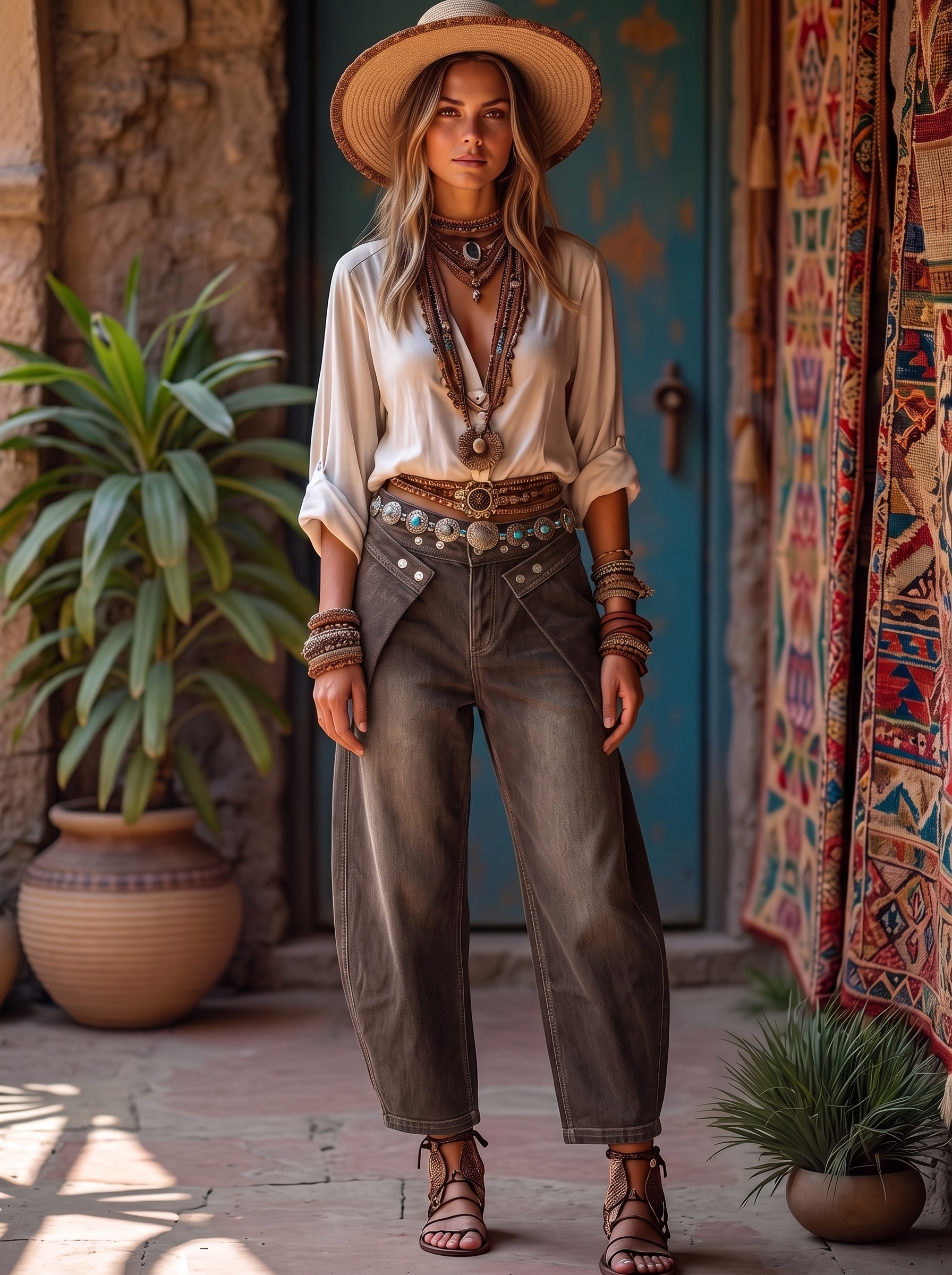 Bubble Jogger Trousers with Button Waist
