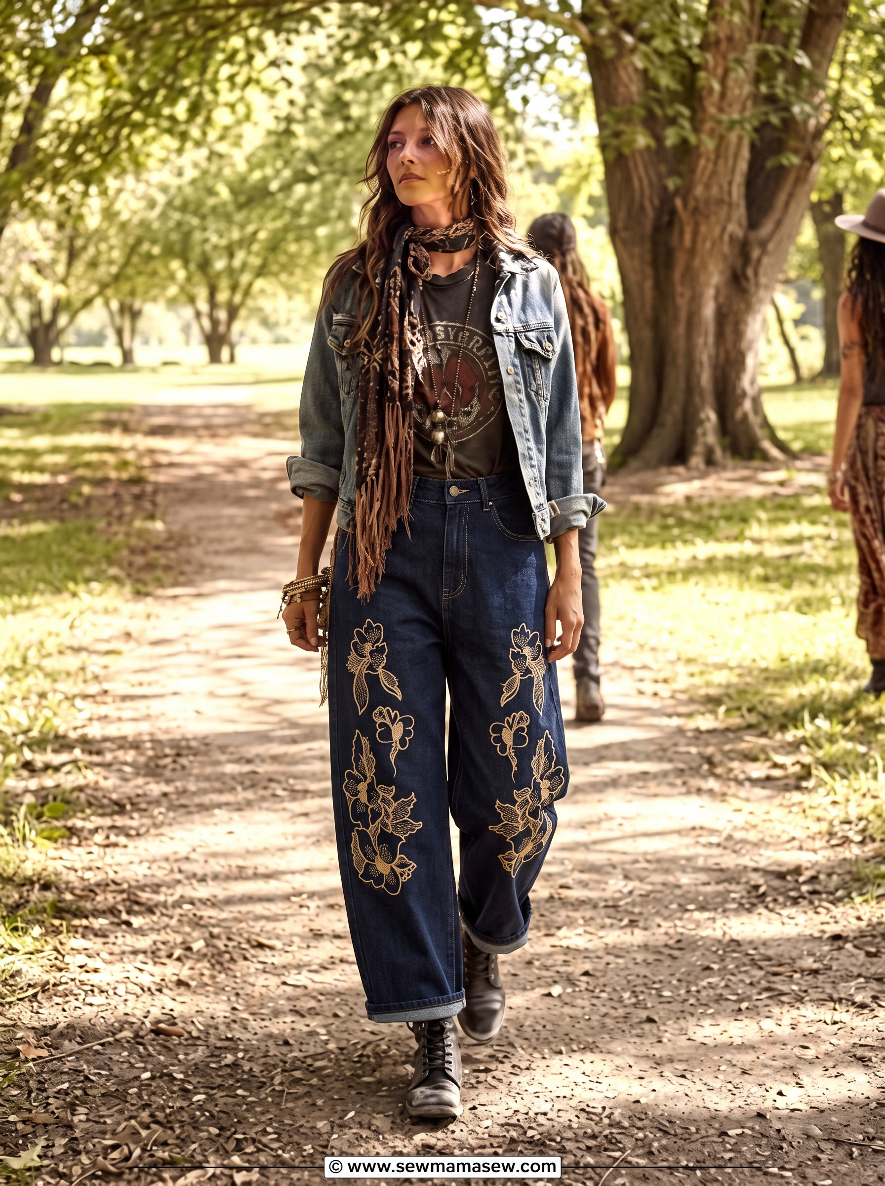 Straight Jeans with Embroidery