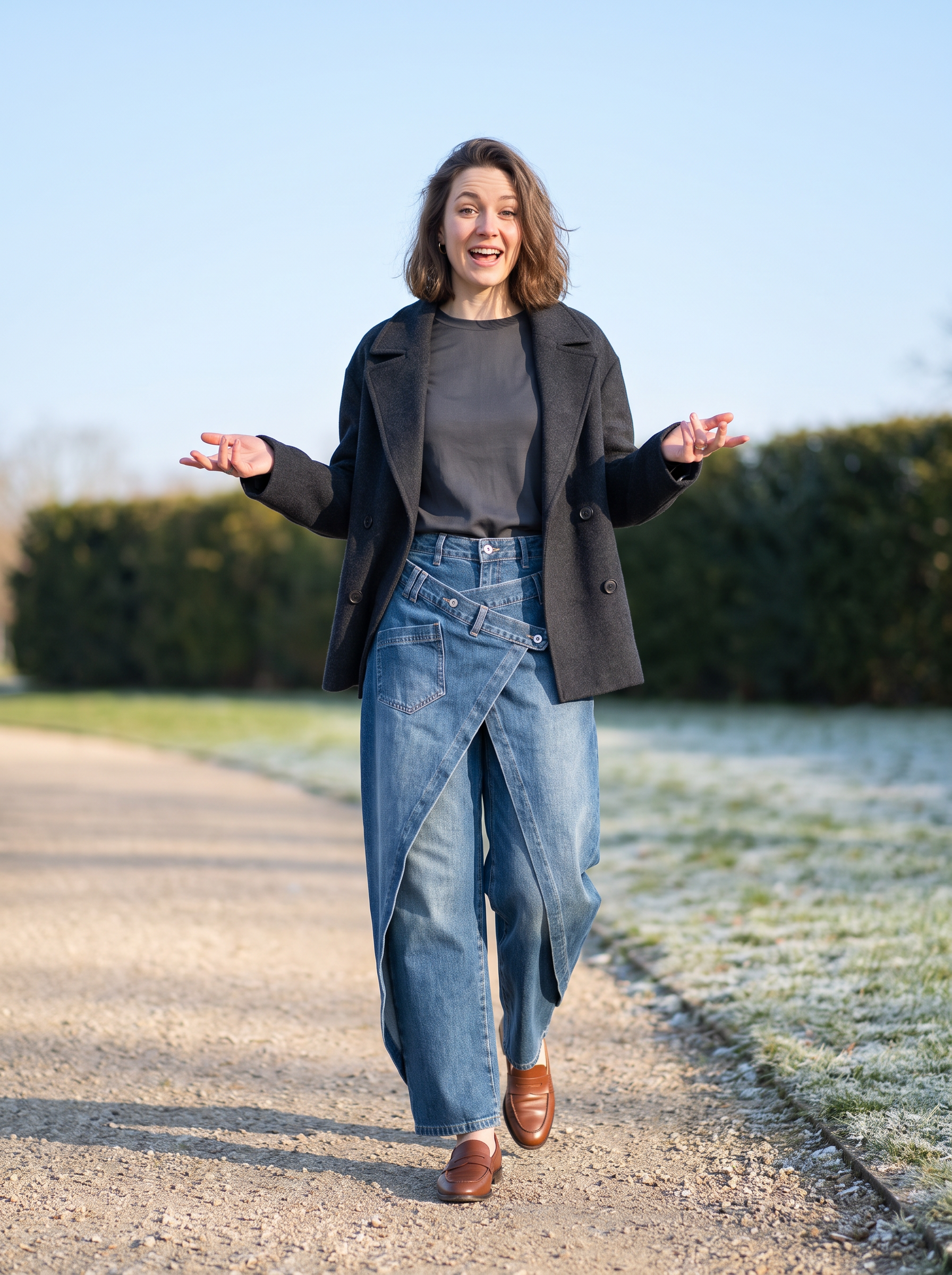 Wide-Leg Jeans with Belt
