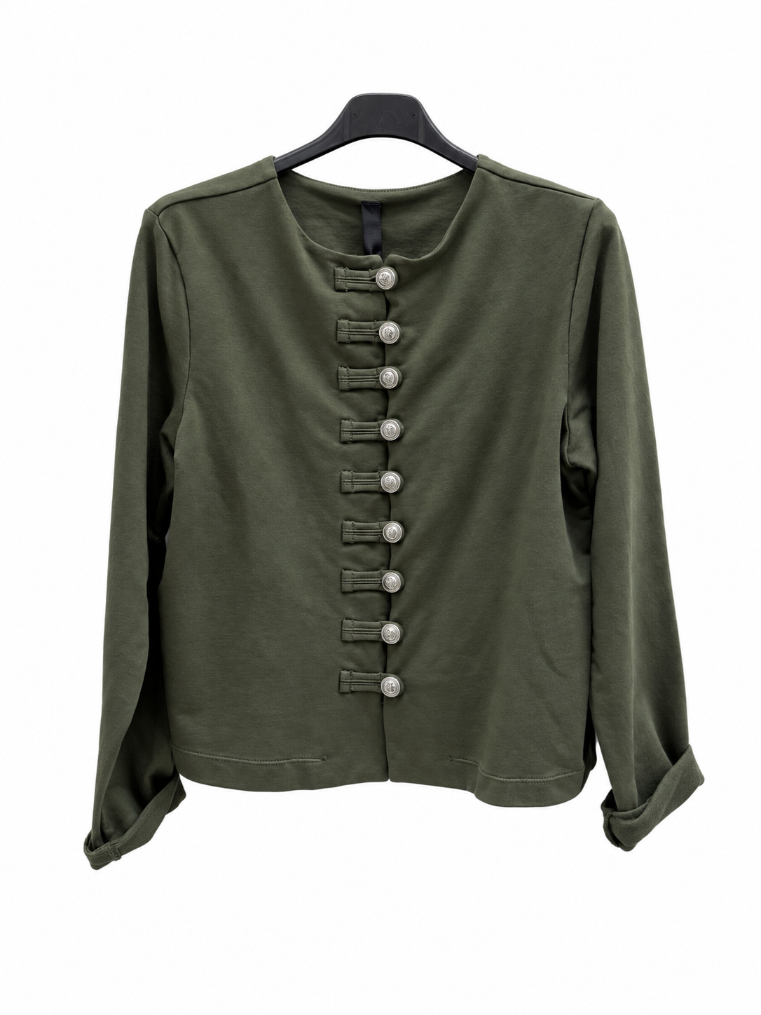 Cropped Blazer Jacket with Decorative Buttons