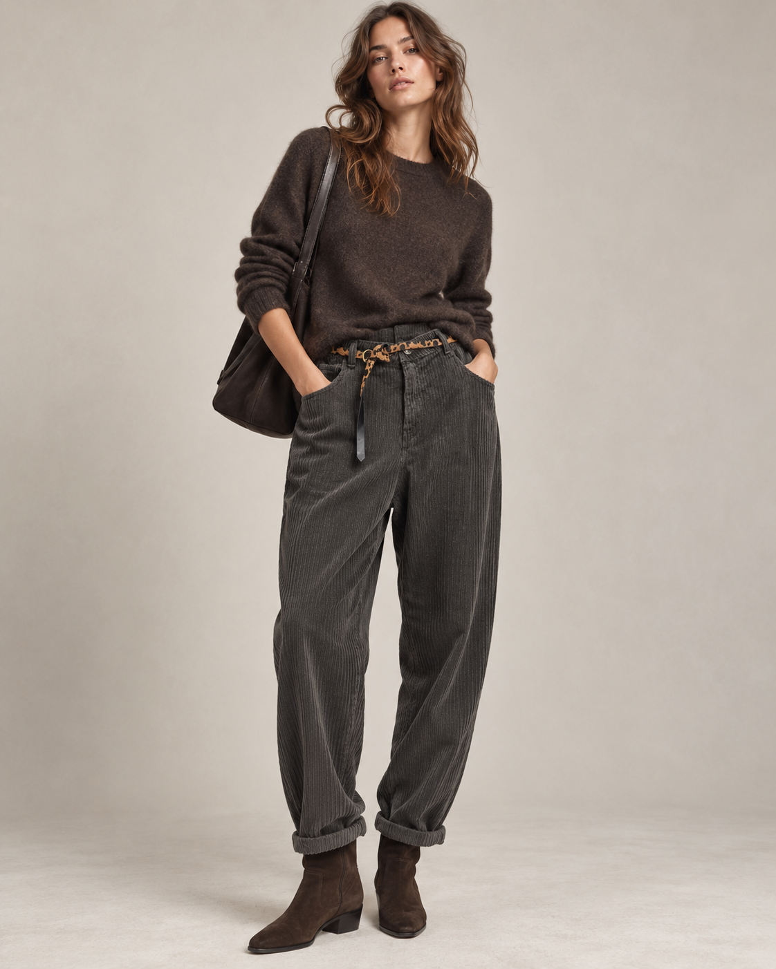 High‑Waist Corduroy Trousers