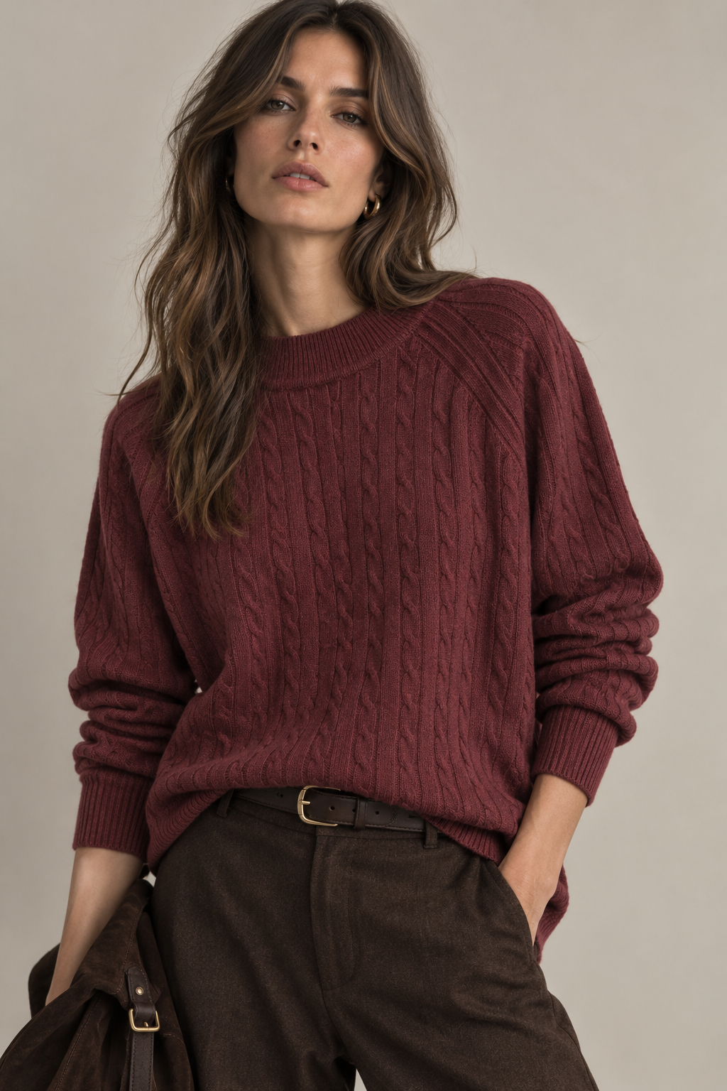 Round Cable-Knit Sweater