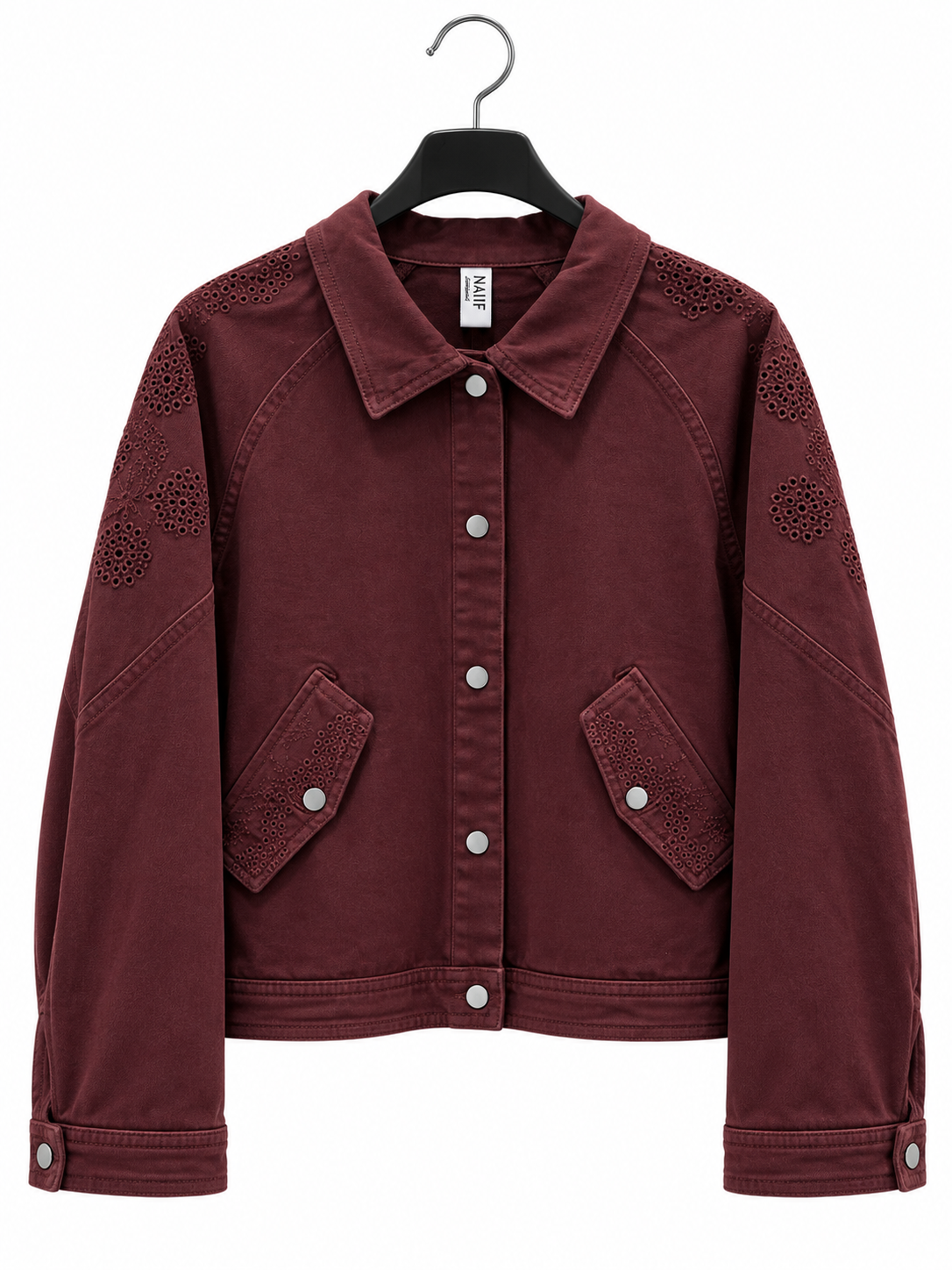 Oversize Jacket with Embroidered Trim