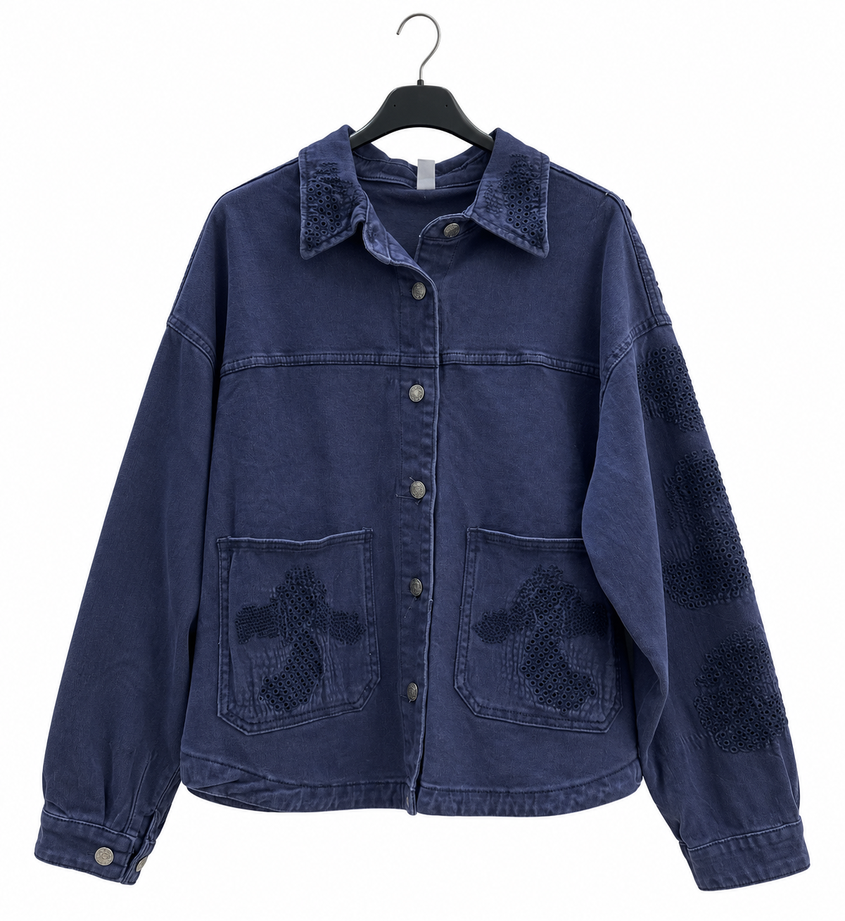 Oversized Shirt Jacket with Embroidery