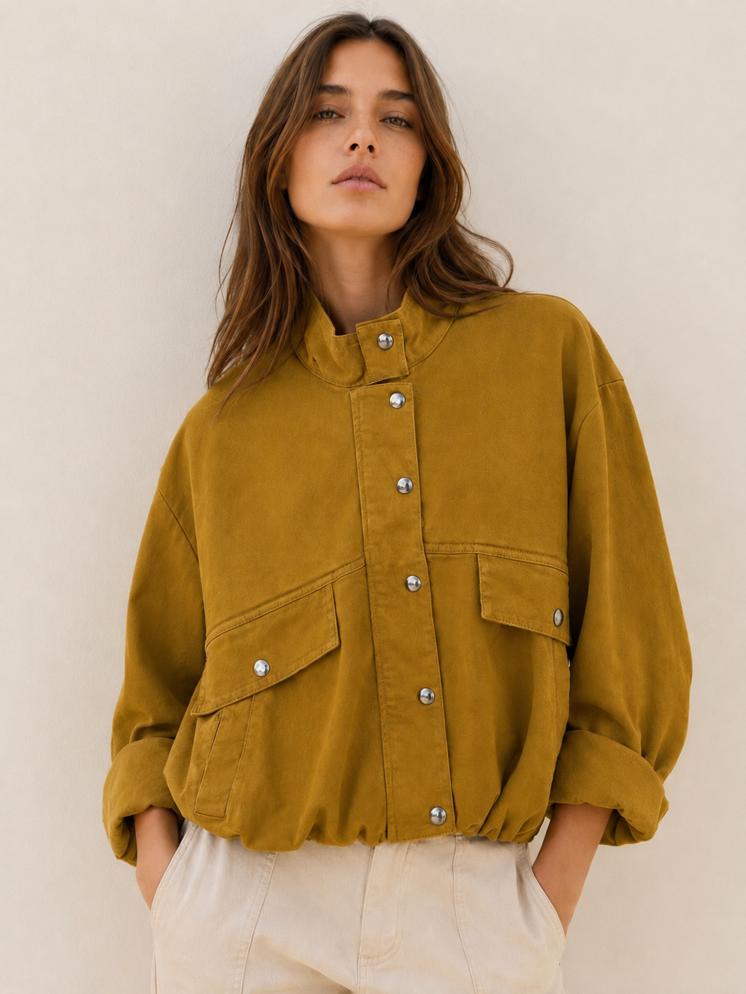 Oversize Bomber with Funnel Neck