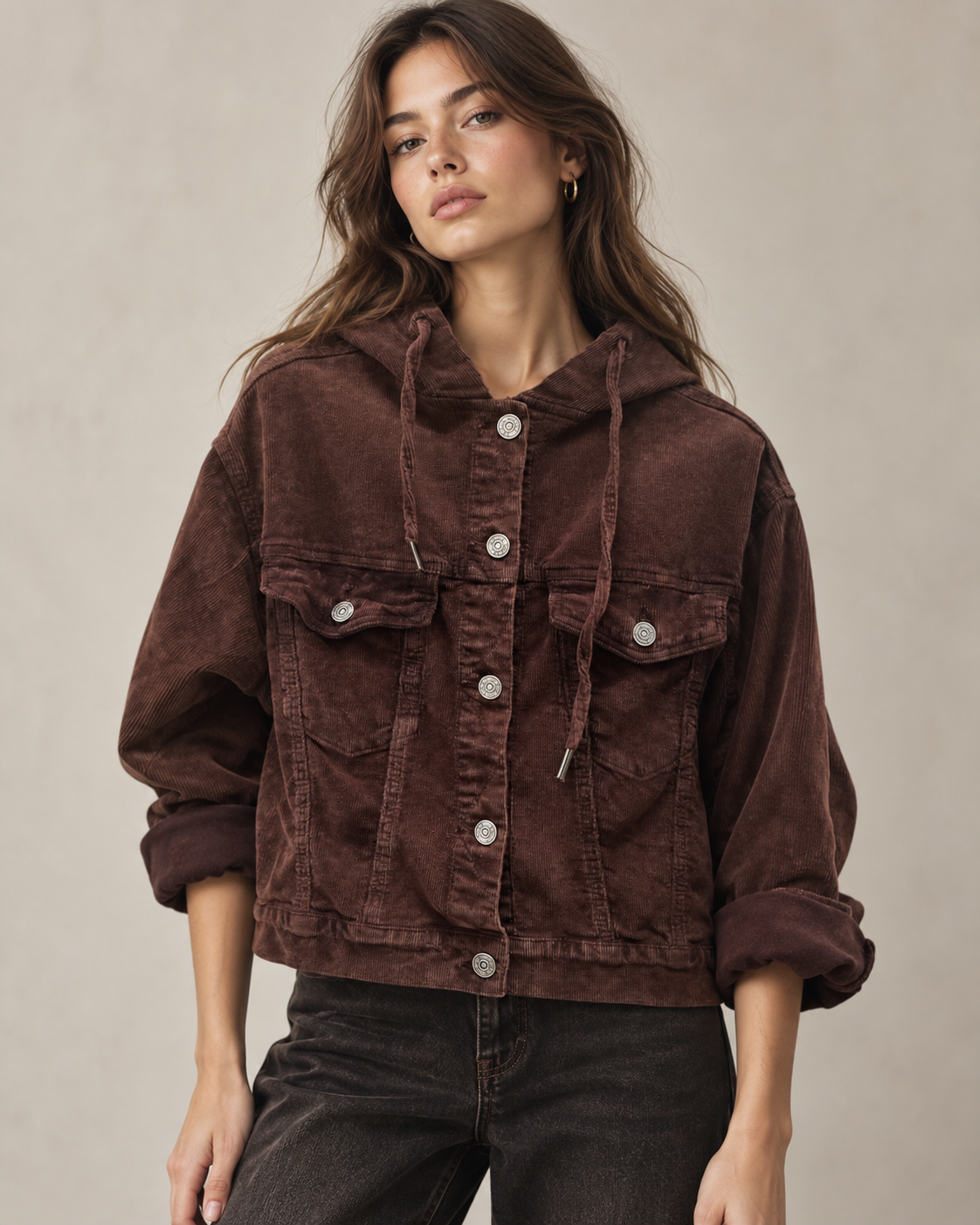 Corduroy Hooded Jacket