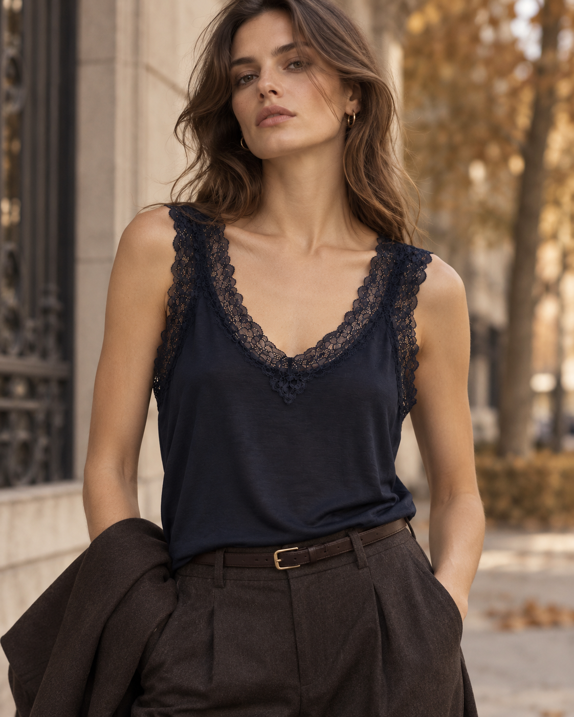 V-Neck Lace Top