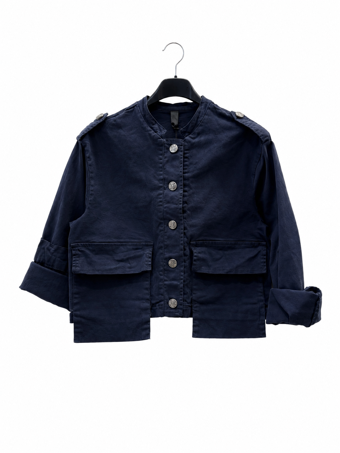 Cropped Short Jacket with Mock Neck