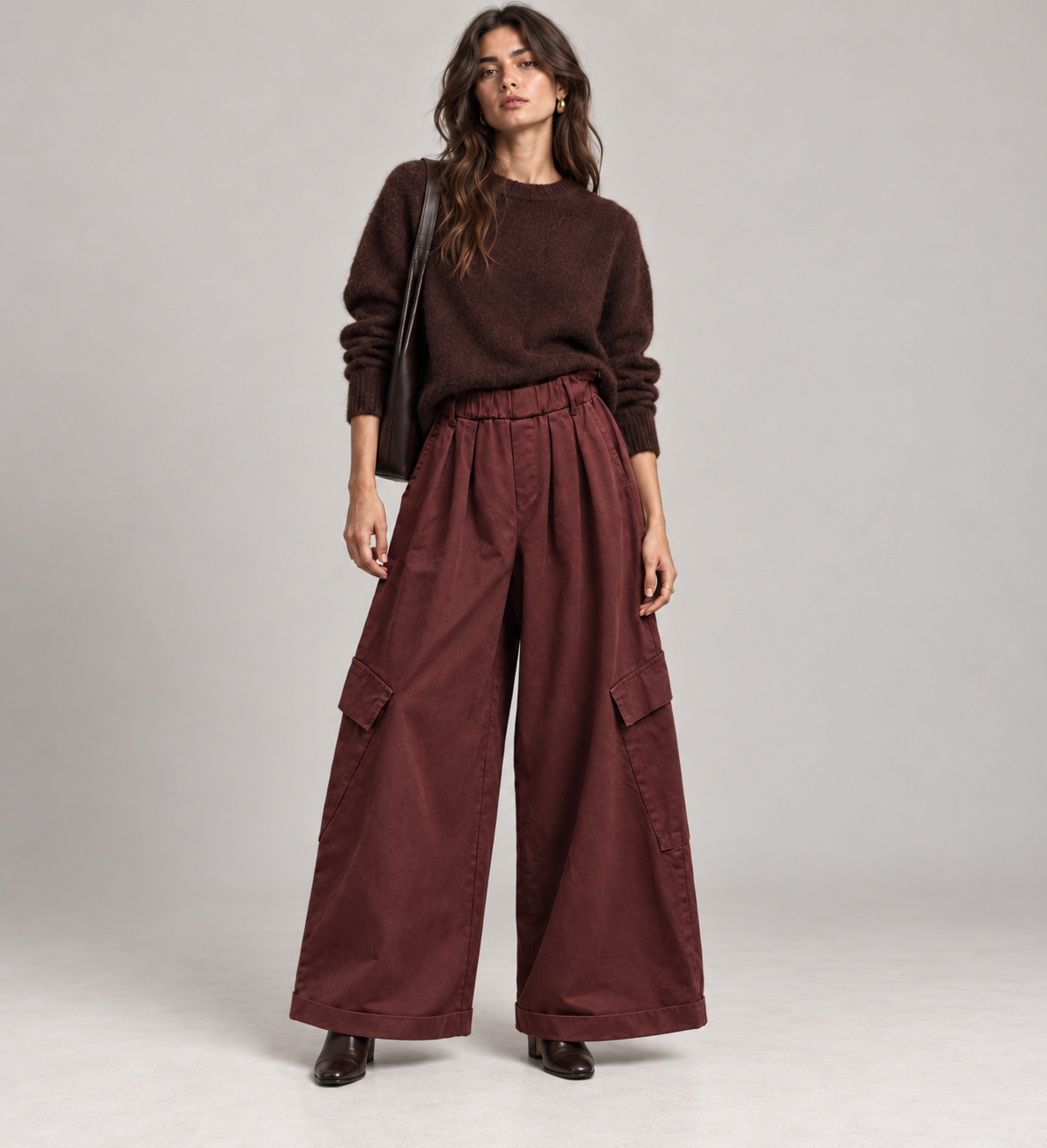 Wide-Leg Pleated Trousers