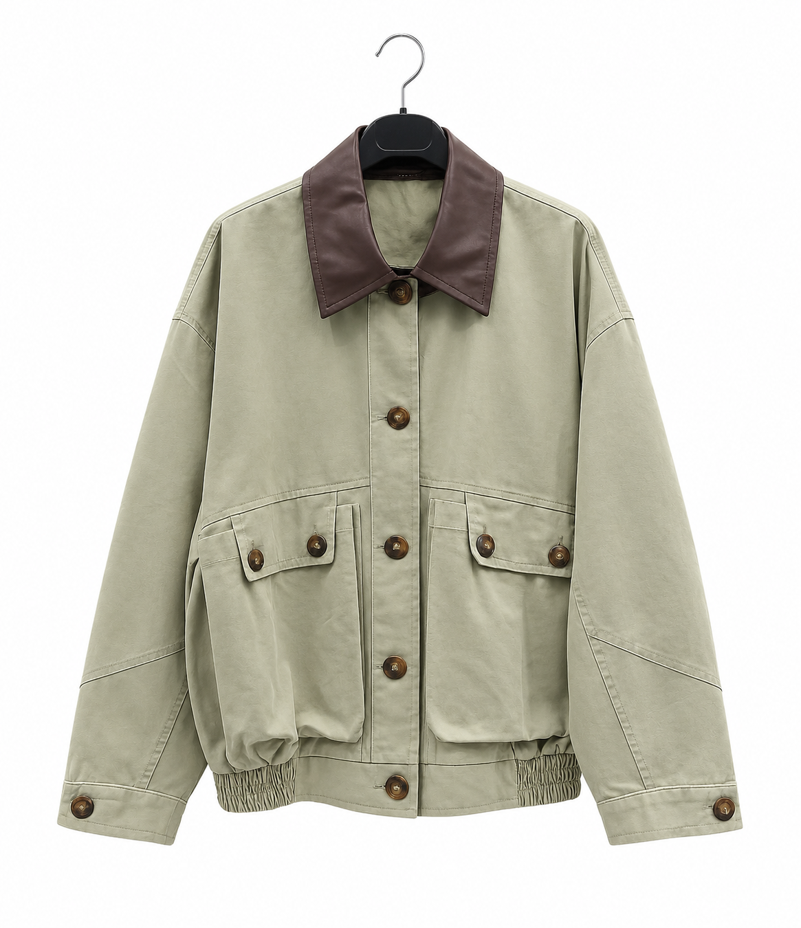 Oversized Bomber Jacket with Collar