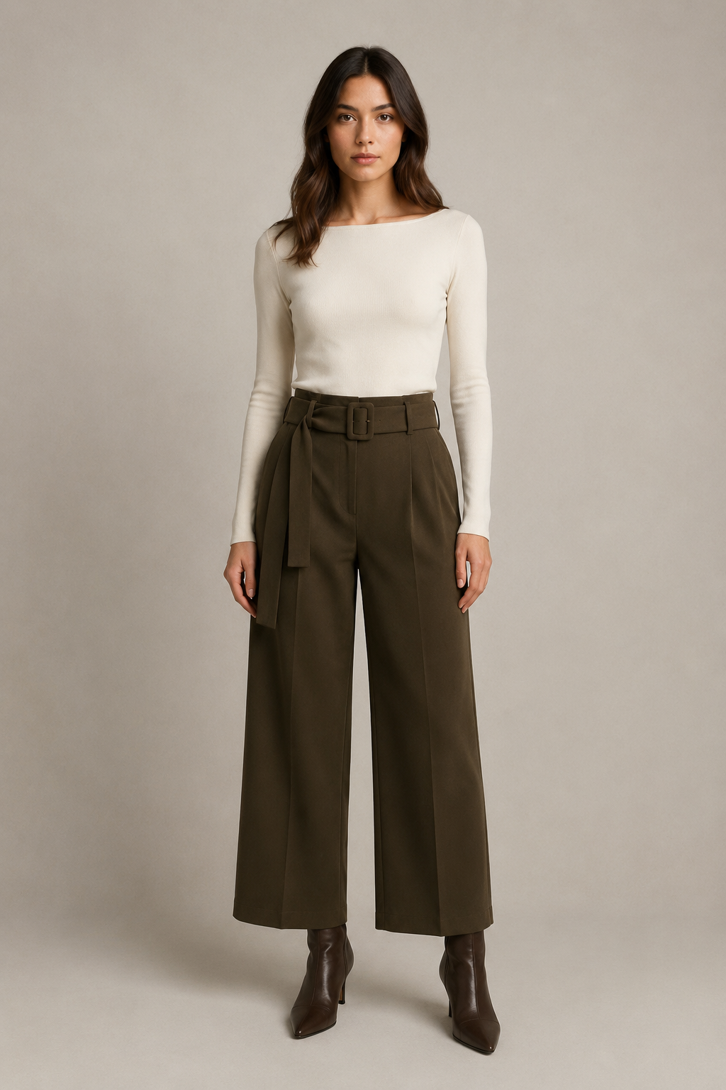 Wide-Leg Trousers with Belt