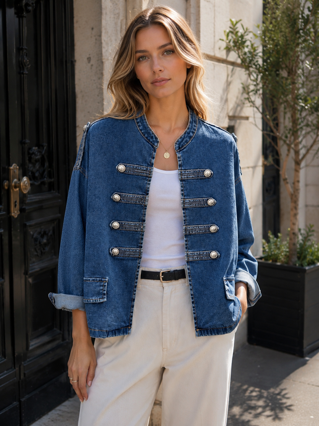 Relaxed Hip-Length Denim Jacket