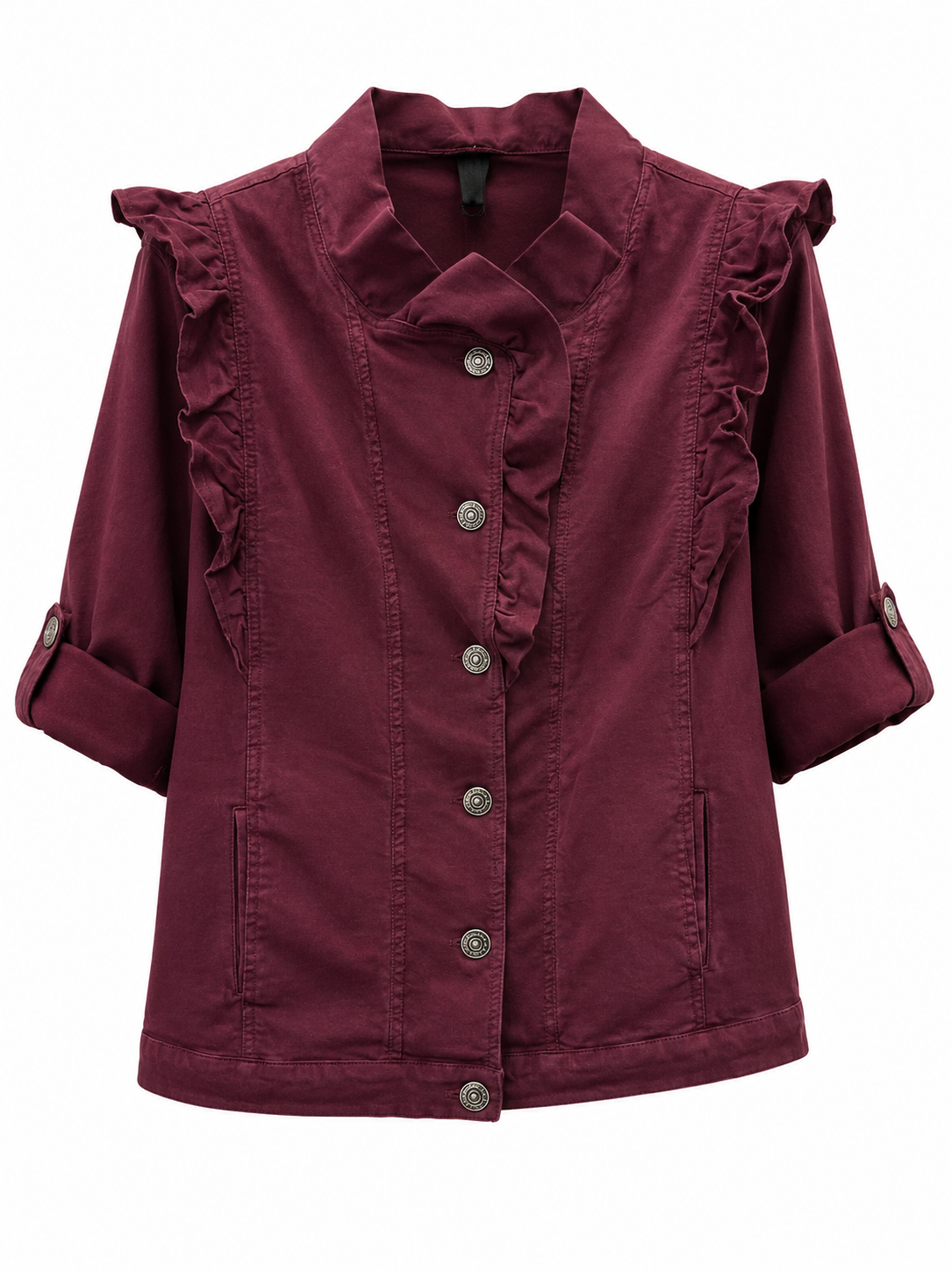 Straight Jacket with Ruffle Trim