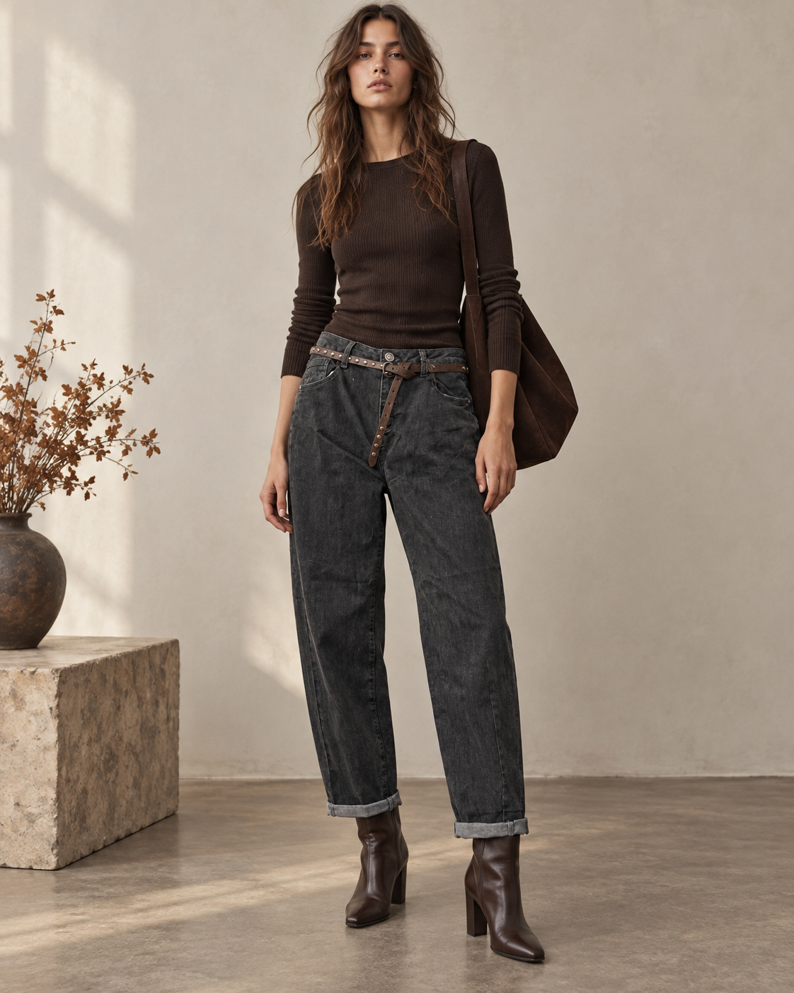 High‑Waist Baggy Jeans