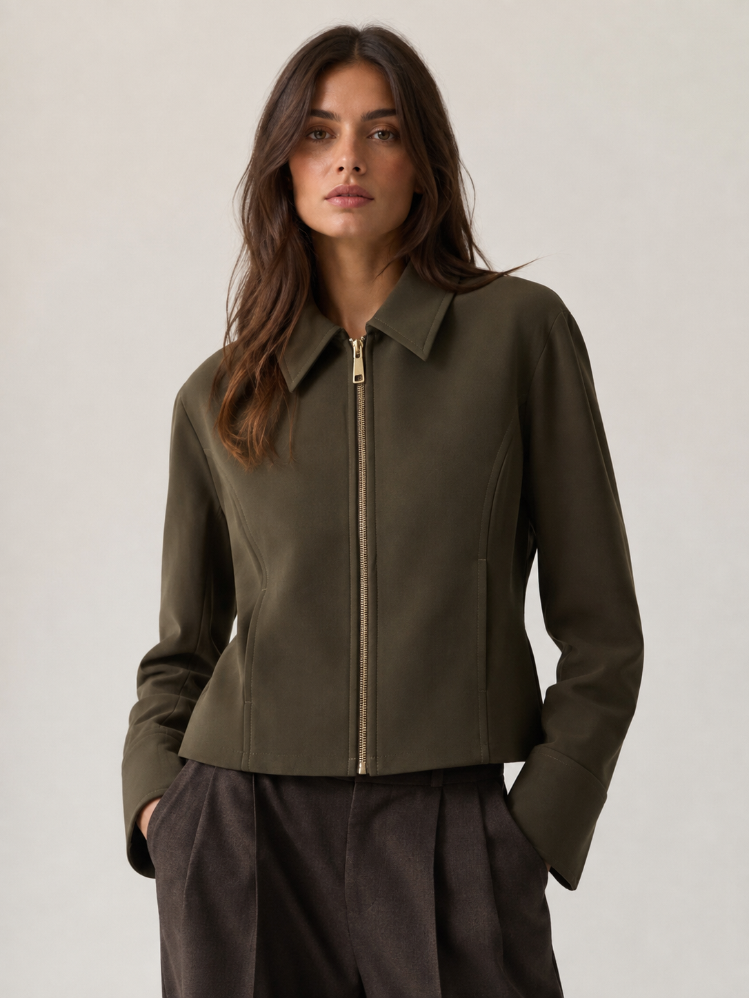 Cropped Jacket with Collar