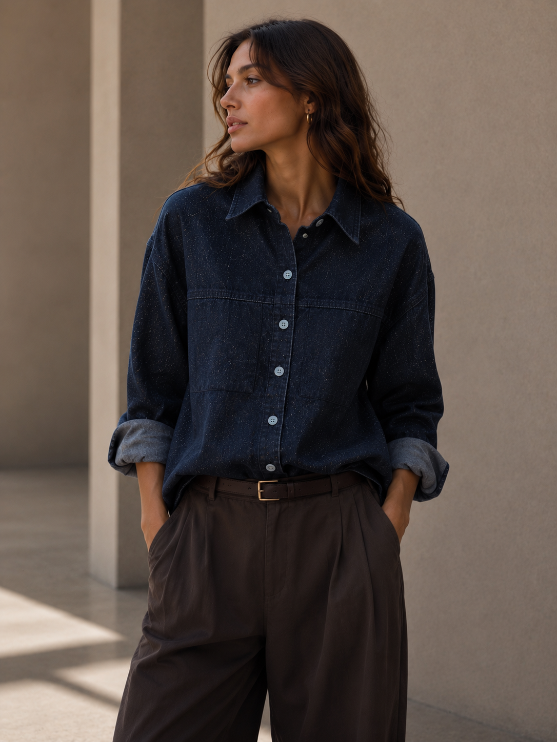 Relaxed Denim Shirt to Hip