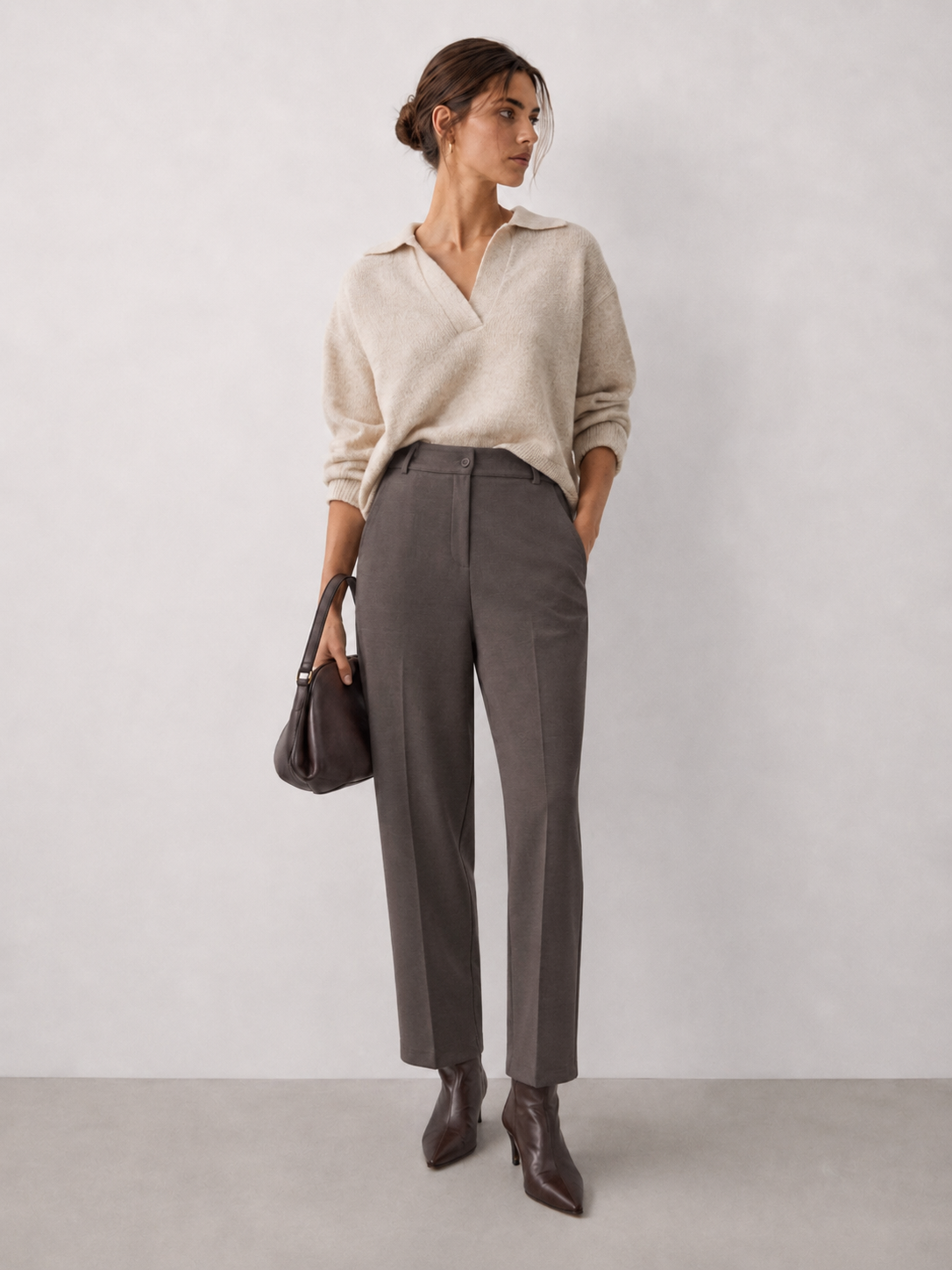 High-Rise Straight Trousers