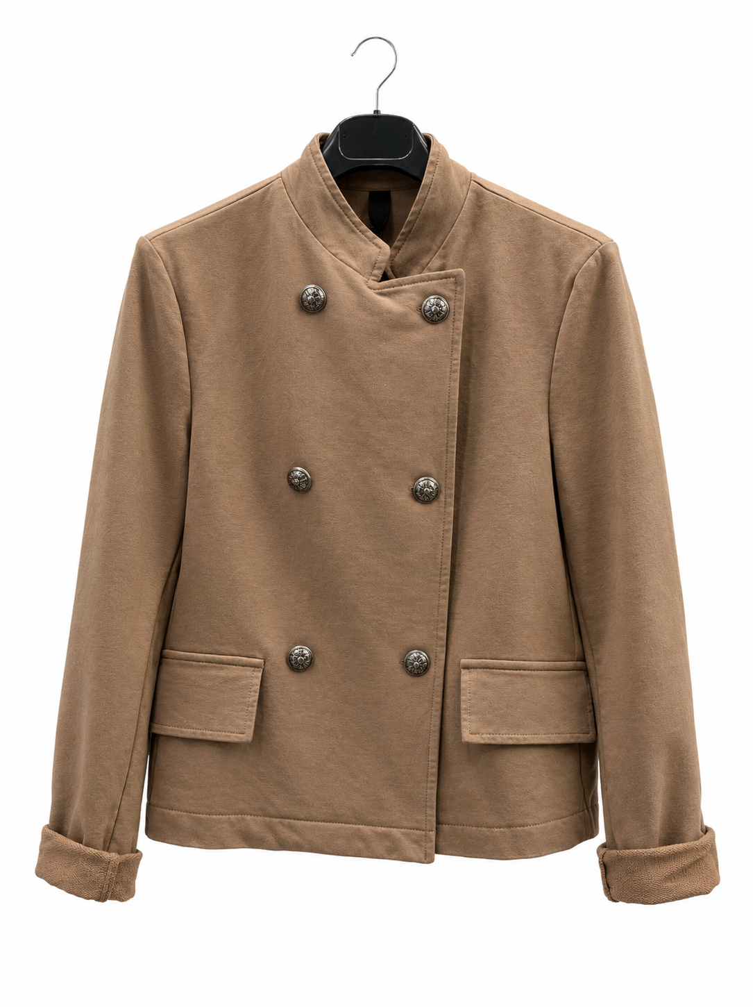 Double-Breasted Hip-Length Jacket
